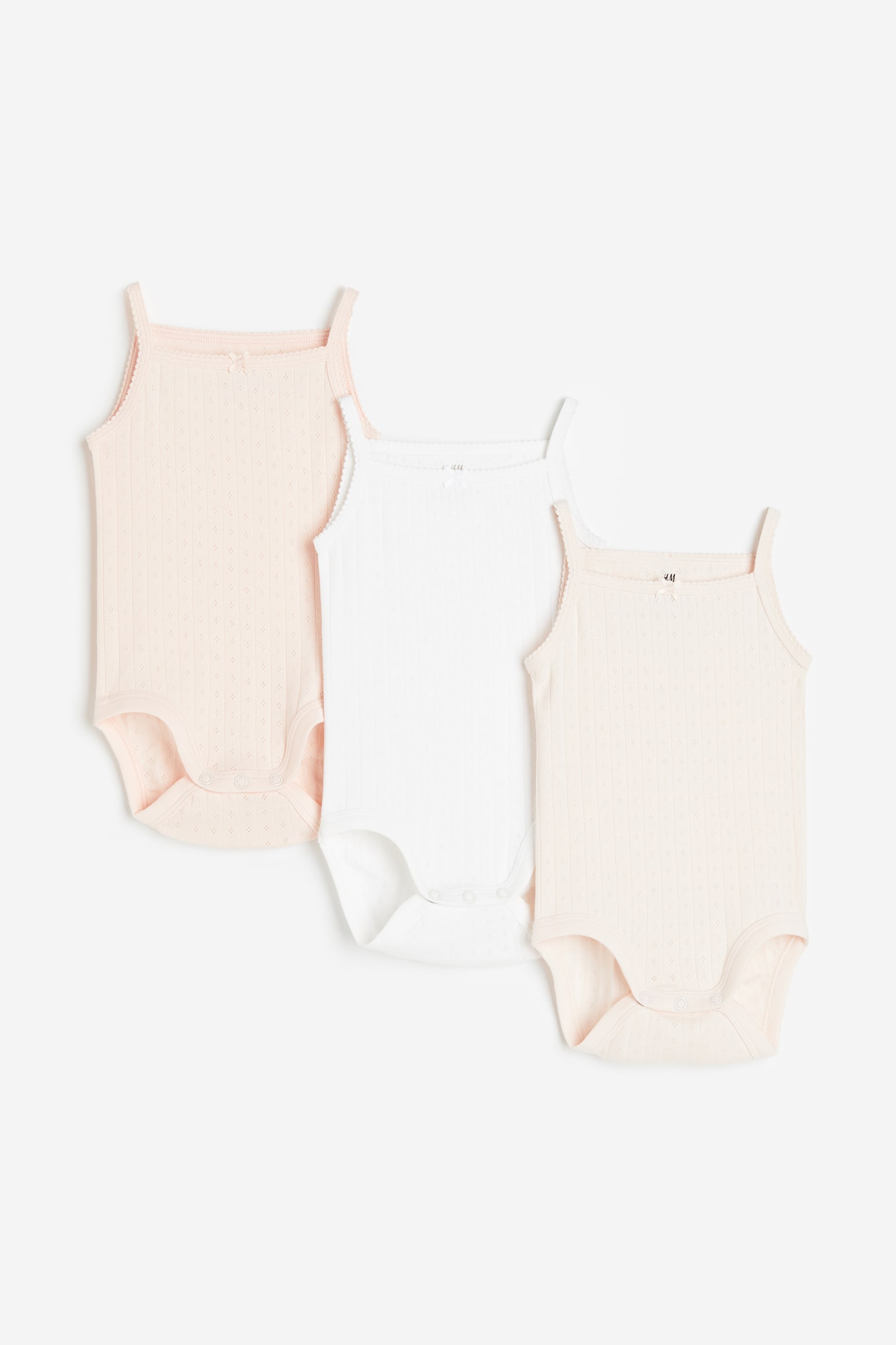 3-pack sleeveless bodysuits - Light pink/Beige/White - 1