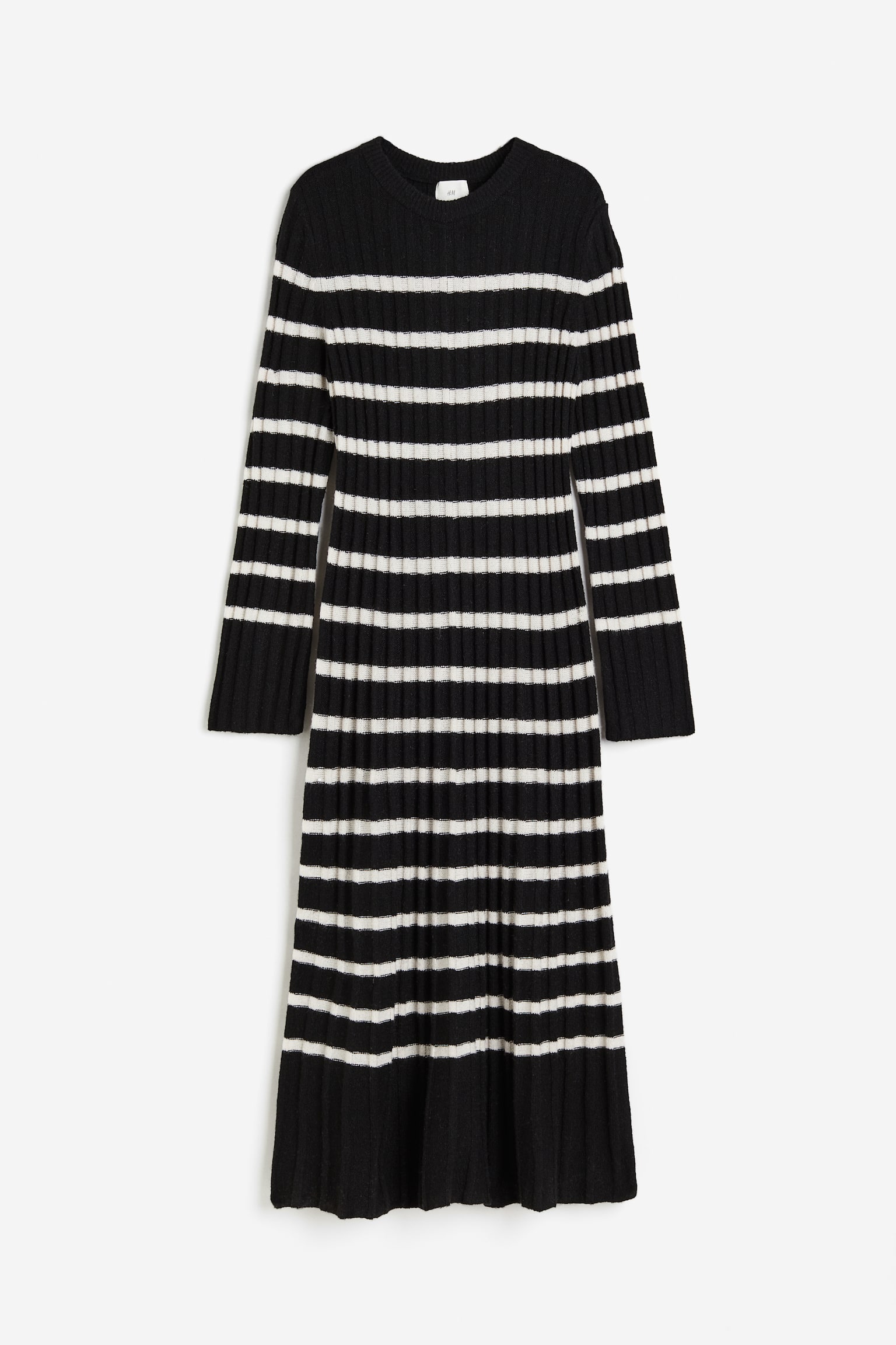 Rib Knit Dress - Black/Stripe/Greige - 1