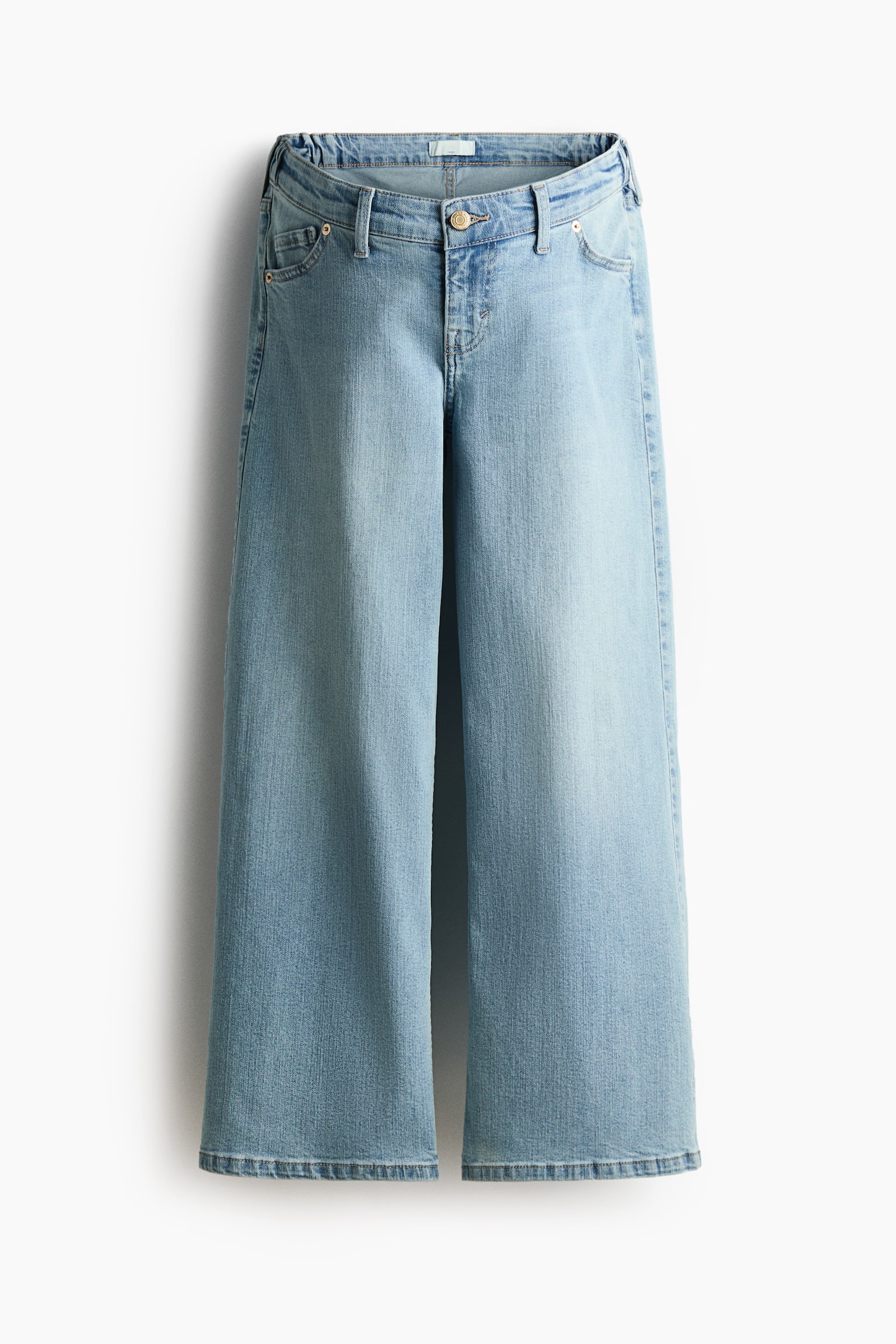 MAMA Wide Low Waist Ankle Jeans - כחול ג'ינס בהיר/כחול ג'ינס כהה/כחול ג'ינס - 2