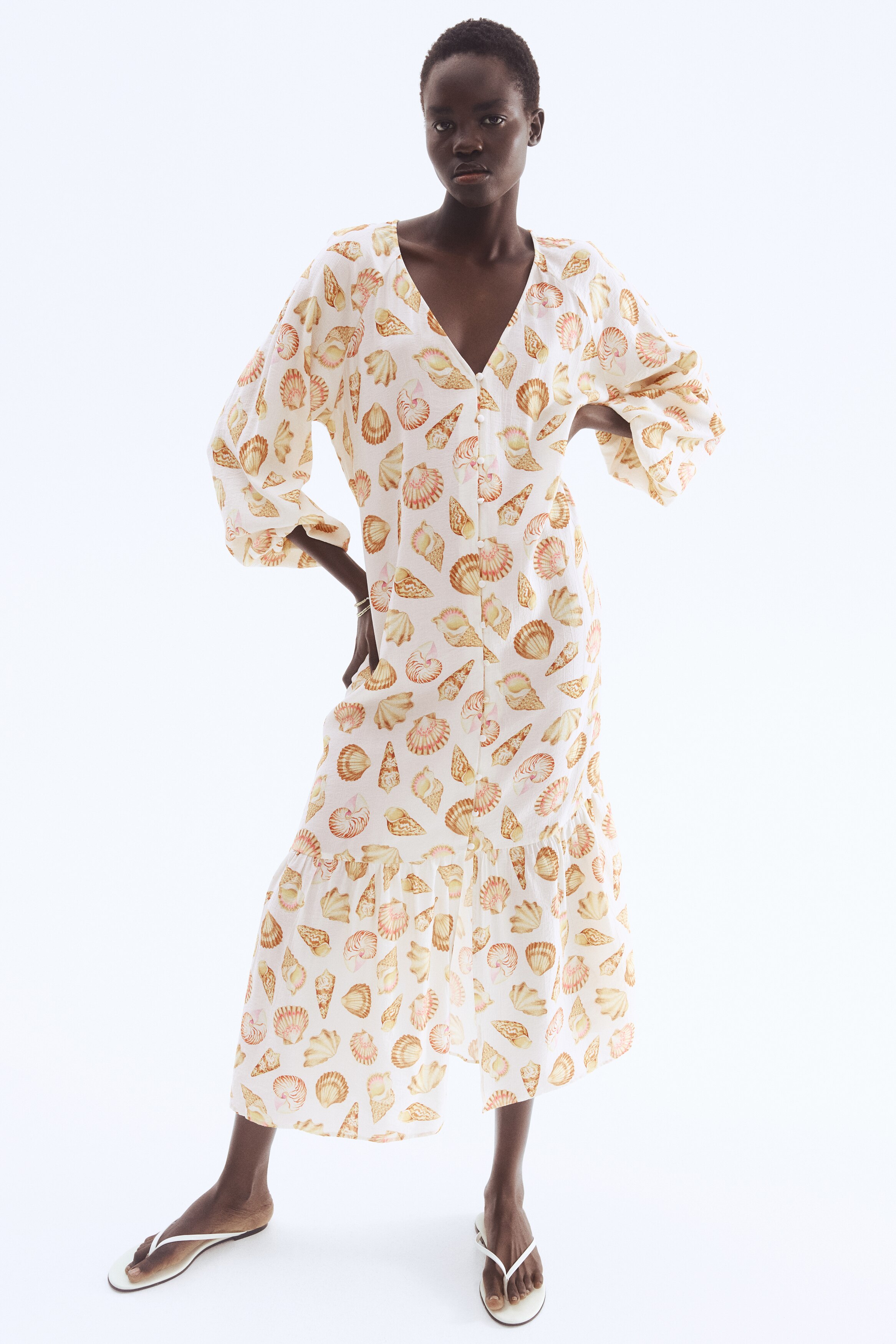 Tie-belt crêpe dress
