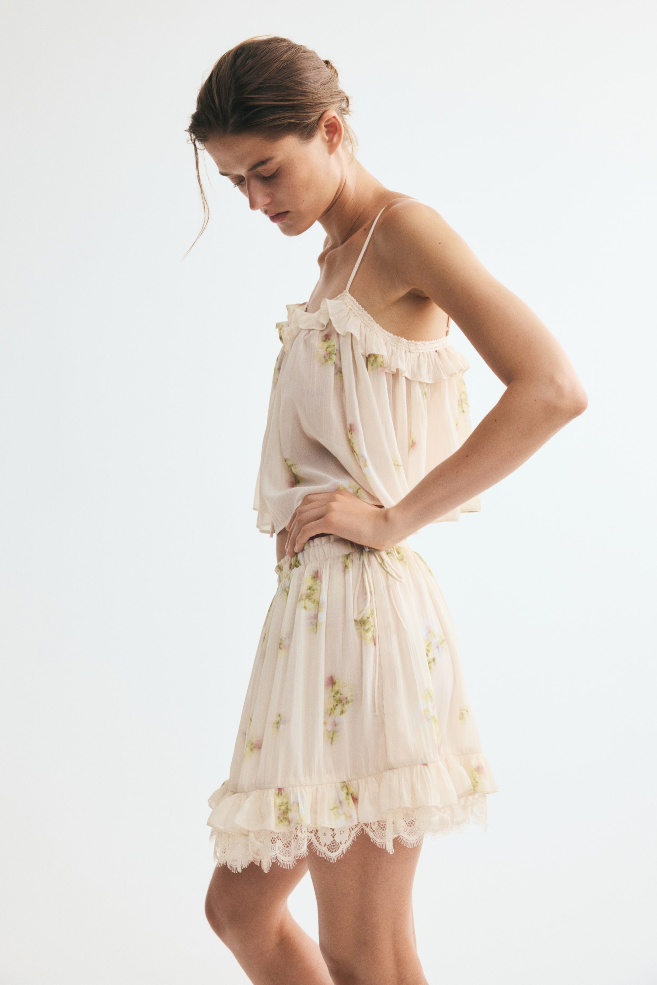 Crinkled Tie-Detail Skirt
