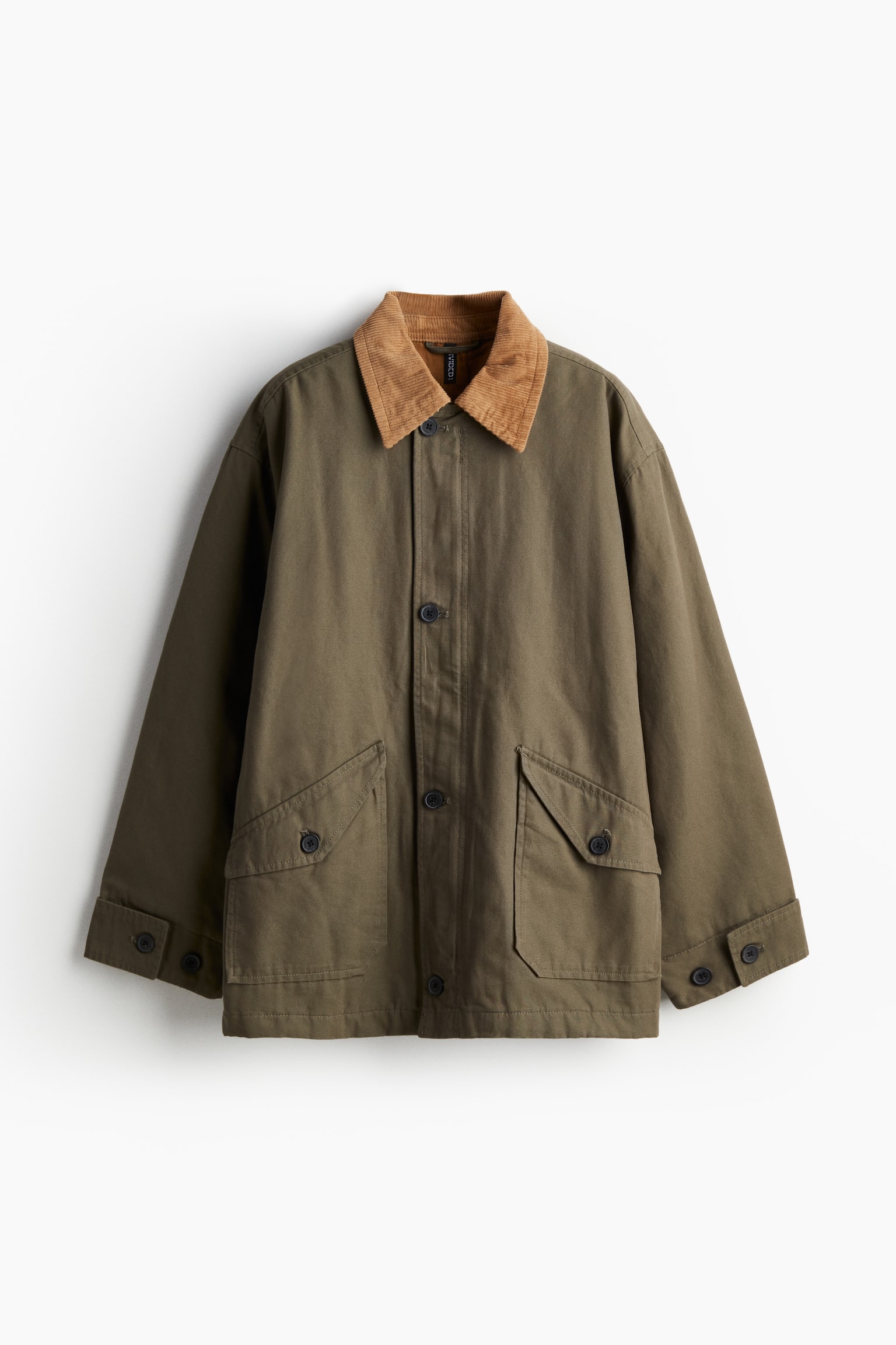 Oversized canvas jacket - Khaki green/Beige - 2