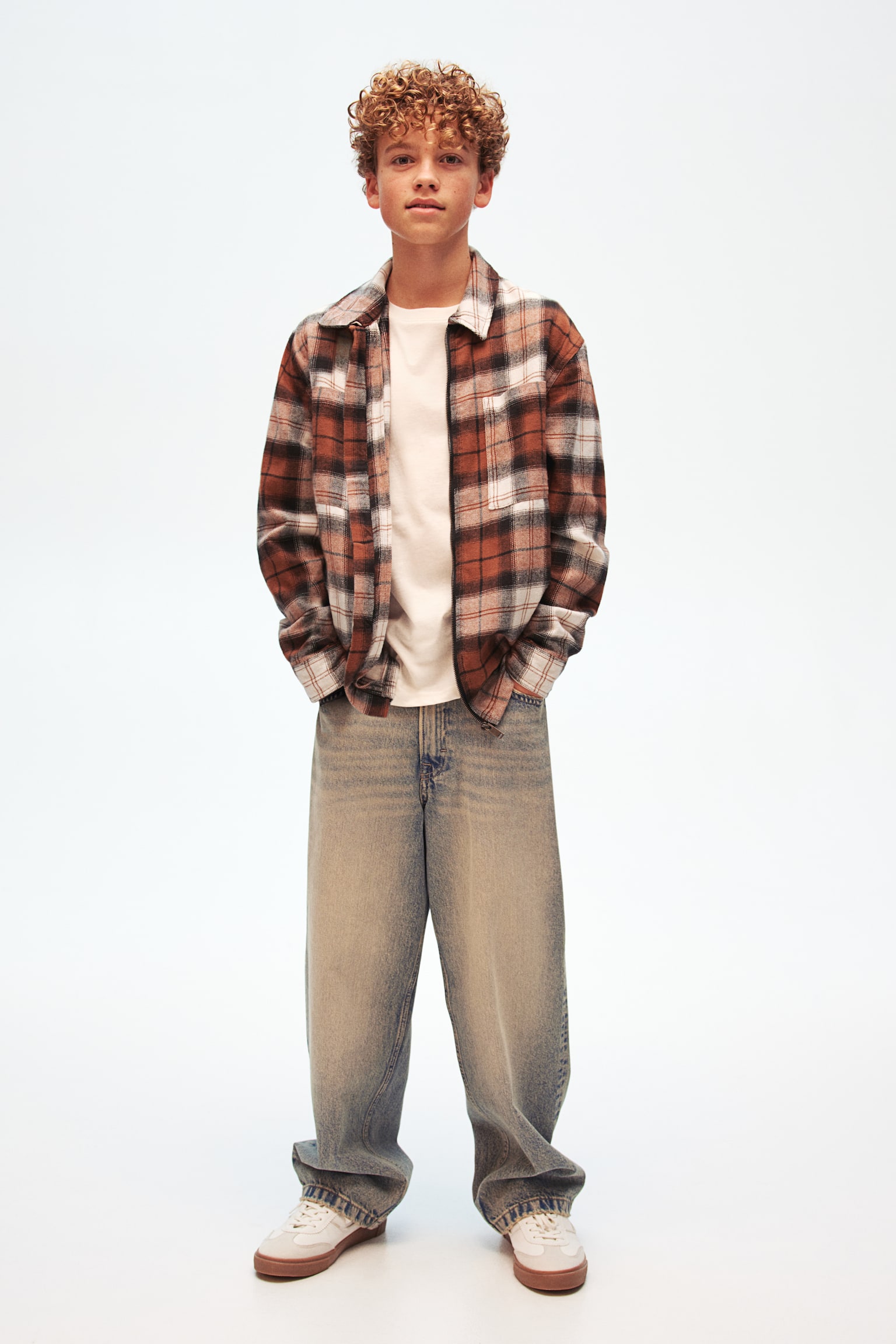 Cotton flannel overshirt - Brown/Checked/White/Checked - 3