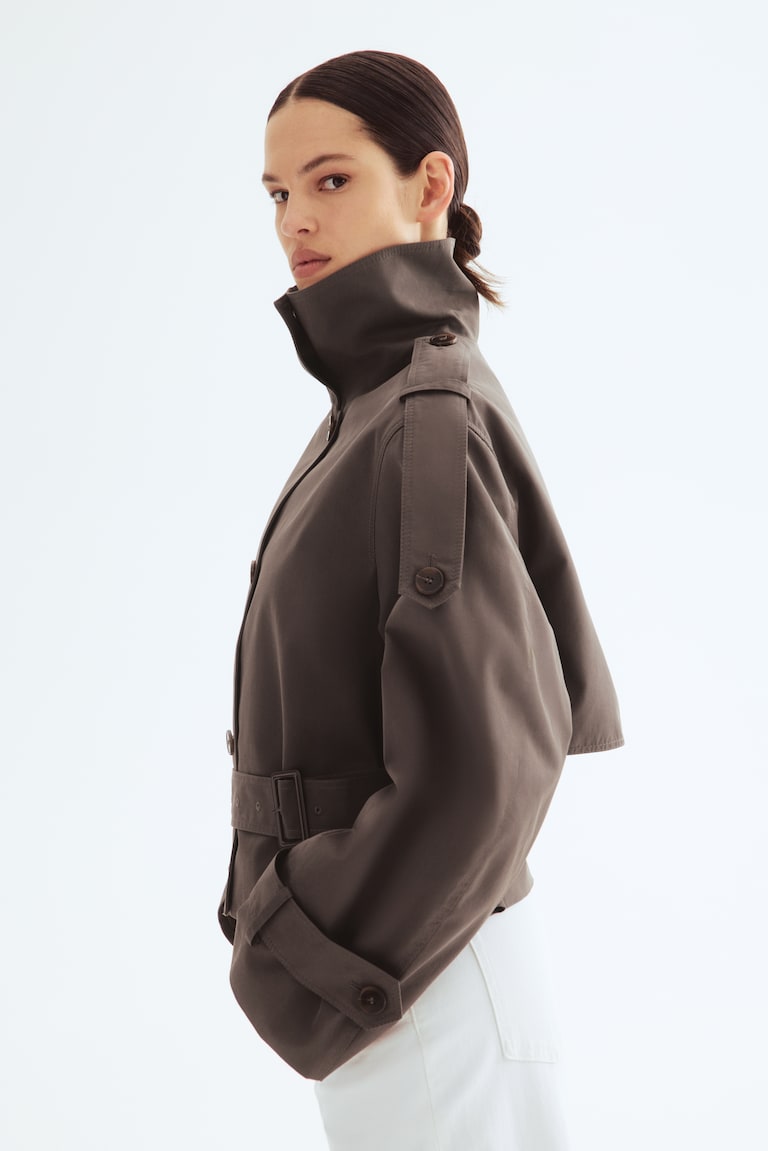 H&m Short Mac Coat Short Trench Coat Dark Greige Ladies H&M GB