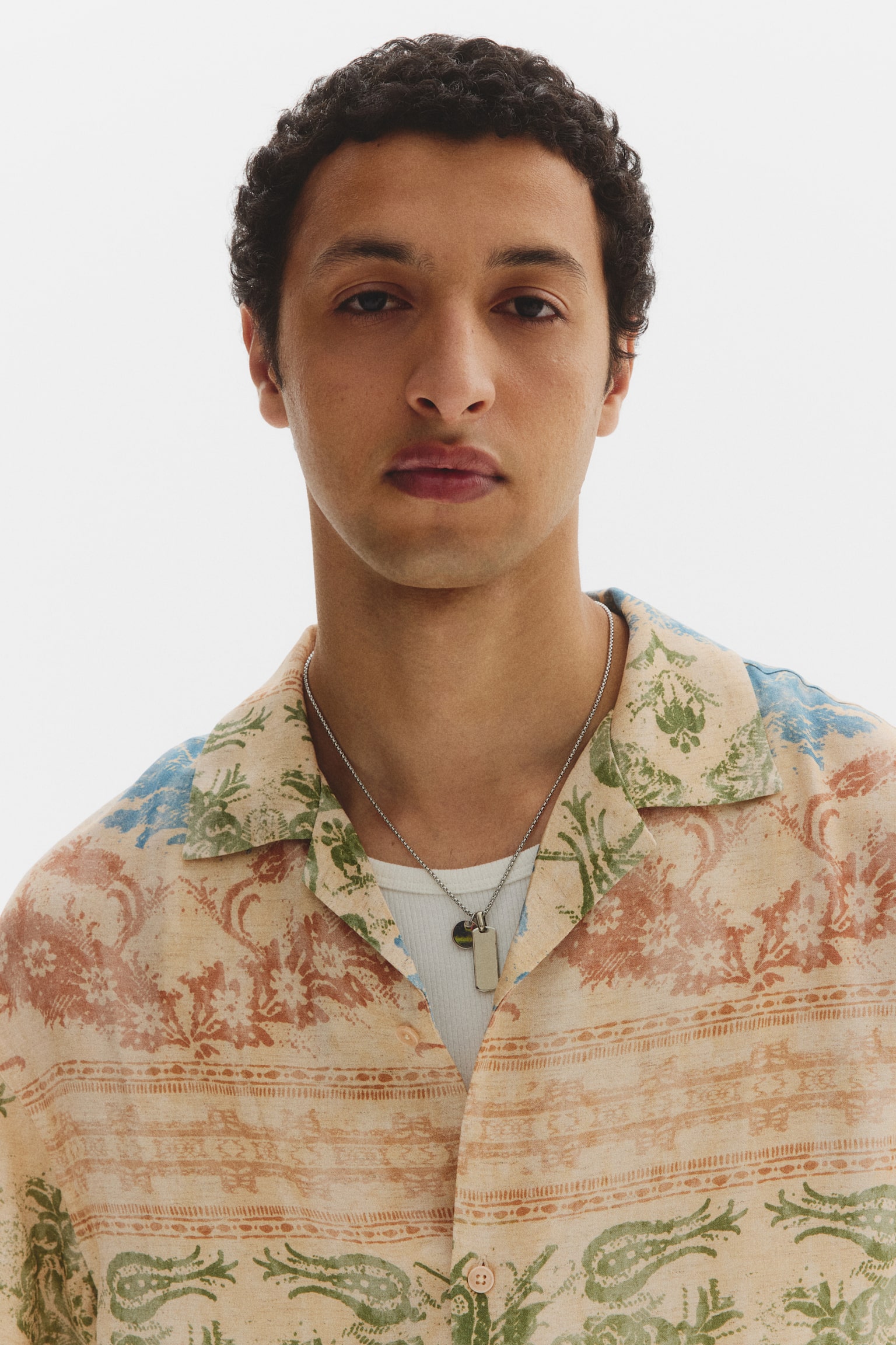 Regular Fit Patterned resort shirt - Приглушений бежевий/квіточки - 4
