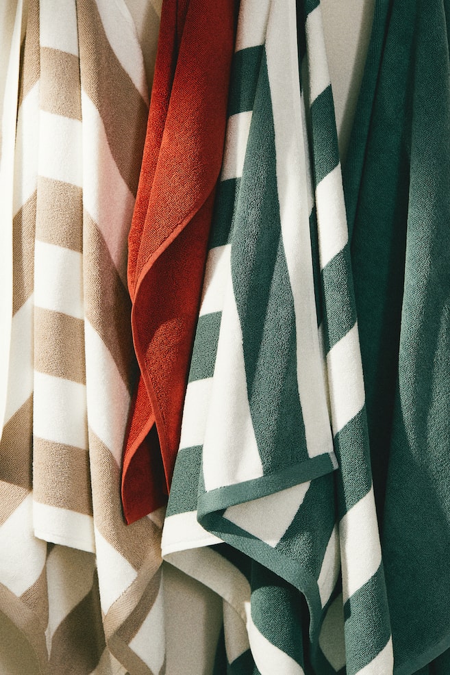 Bath towel - Green/Striped/Beige/Striped/Rust red/Striped/Black/Striped - 3