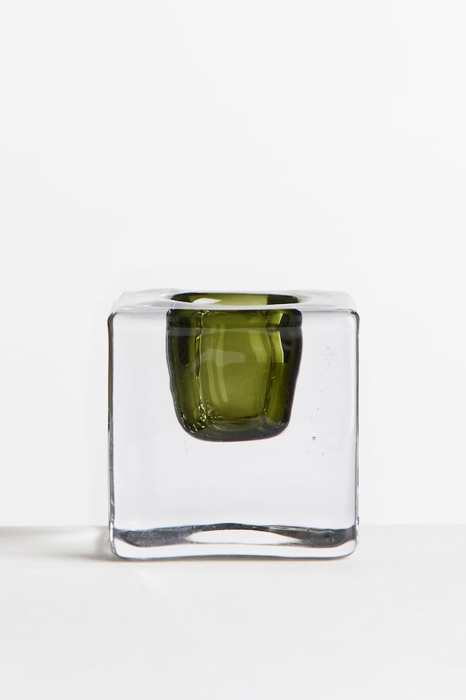 Small glass candlestick - Green/Transparent/Grey/Transparent/Red/Transparent - 1