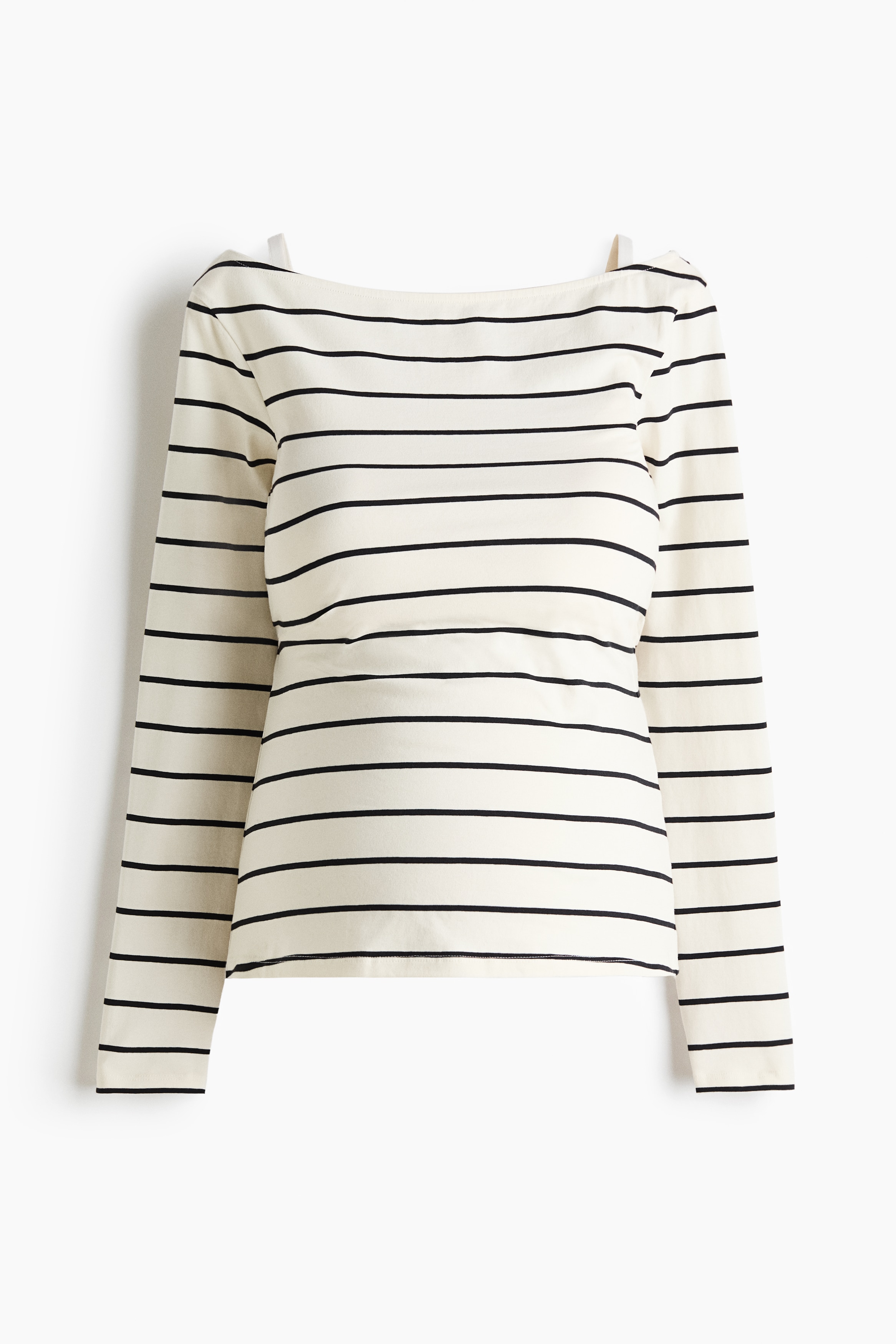 MAMA Boat-neck top - White/Black striped/White/Red striped/Dark brown