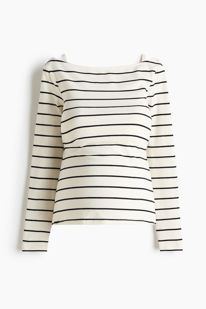 MAMA Boat-neck top - White/Black striped/White/Red striped - 1
