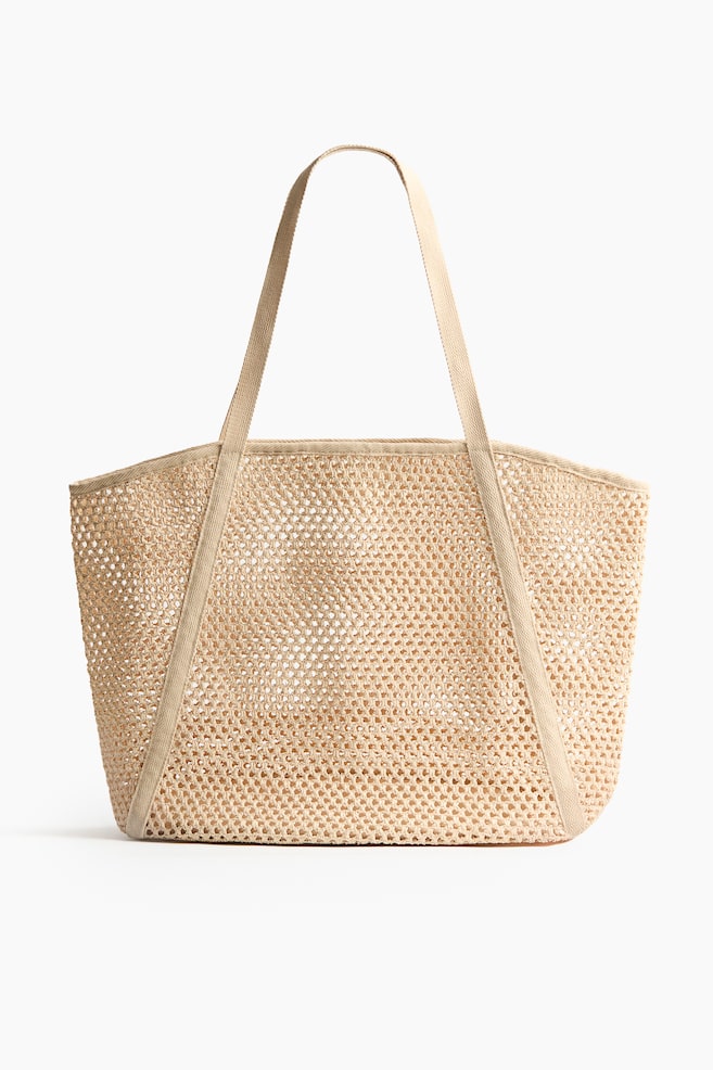 Strandnetztasche - Naturweiß/Dunkelbraun/Dunkelgrün/Schwarz - 1