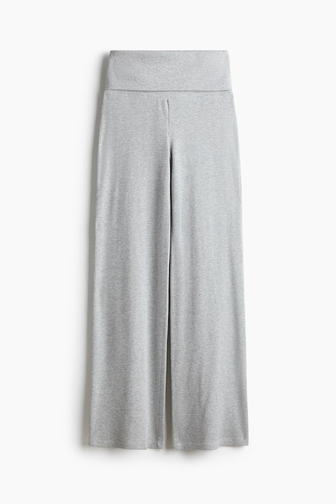 Calças de pijama com textura de favos - Cinzento claro mesclado/Azul escuro - 1