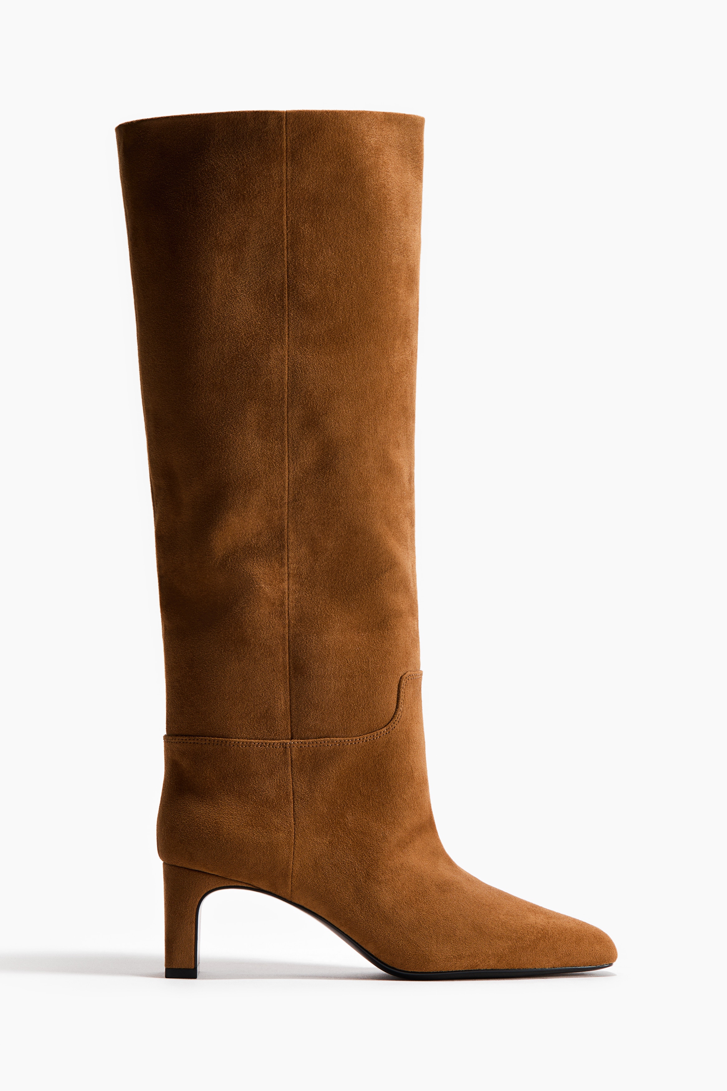 Kniehohe Stiefel - Dunkelbeige/Schwarz/Dunkles Khakigrün