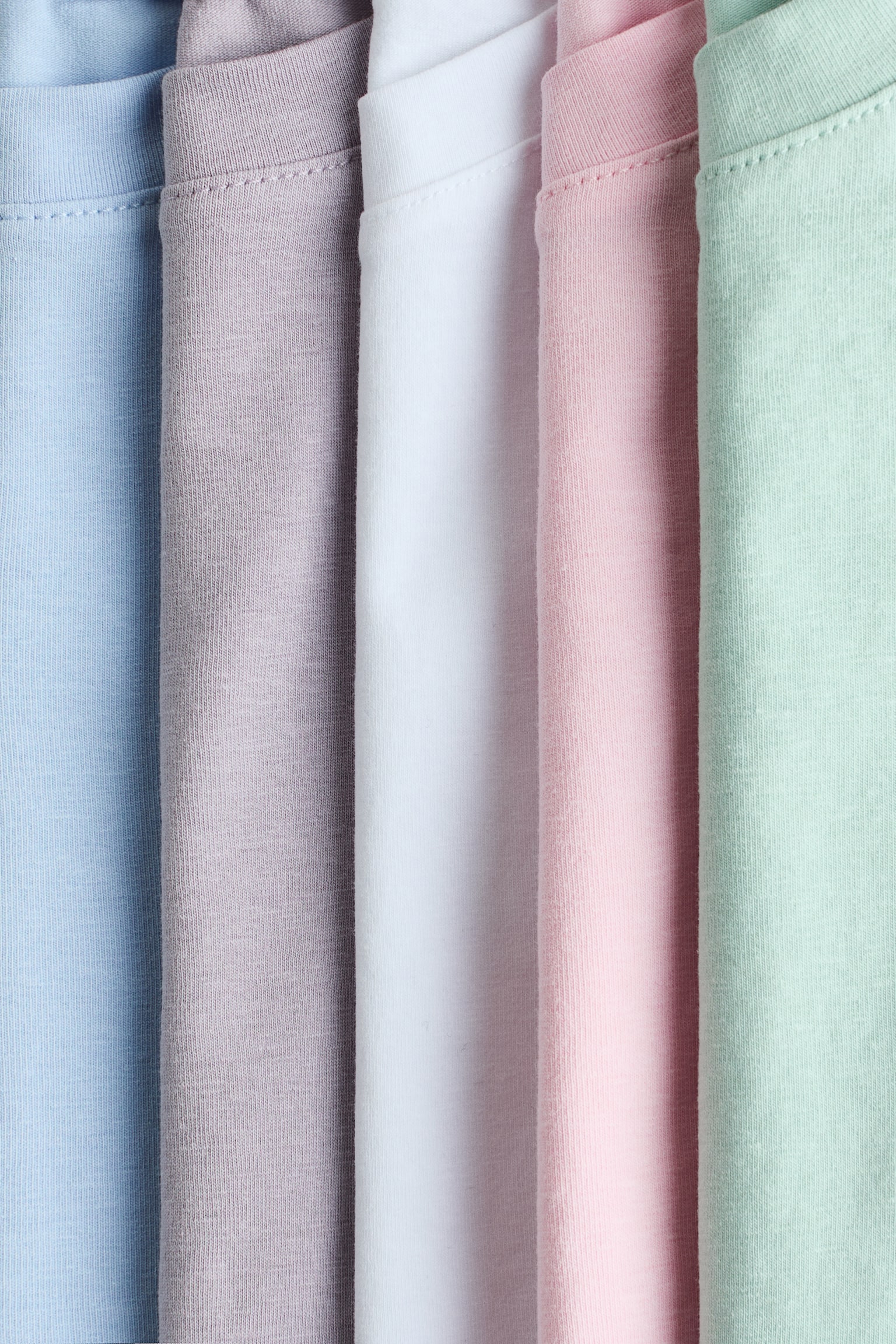 5-pack cotton T-shirts - Mint green/Lilac/Light pink/Blue/Light pink/Striped - 2