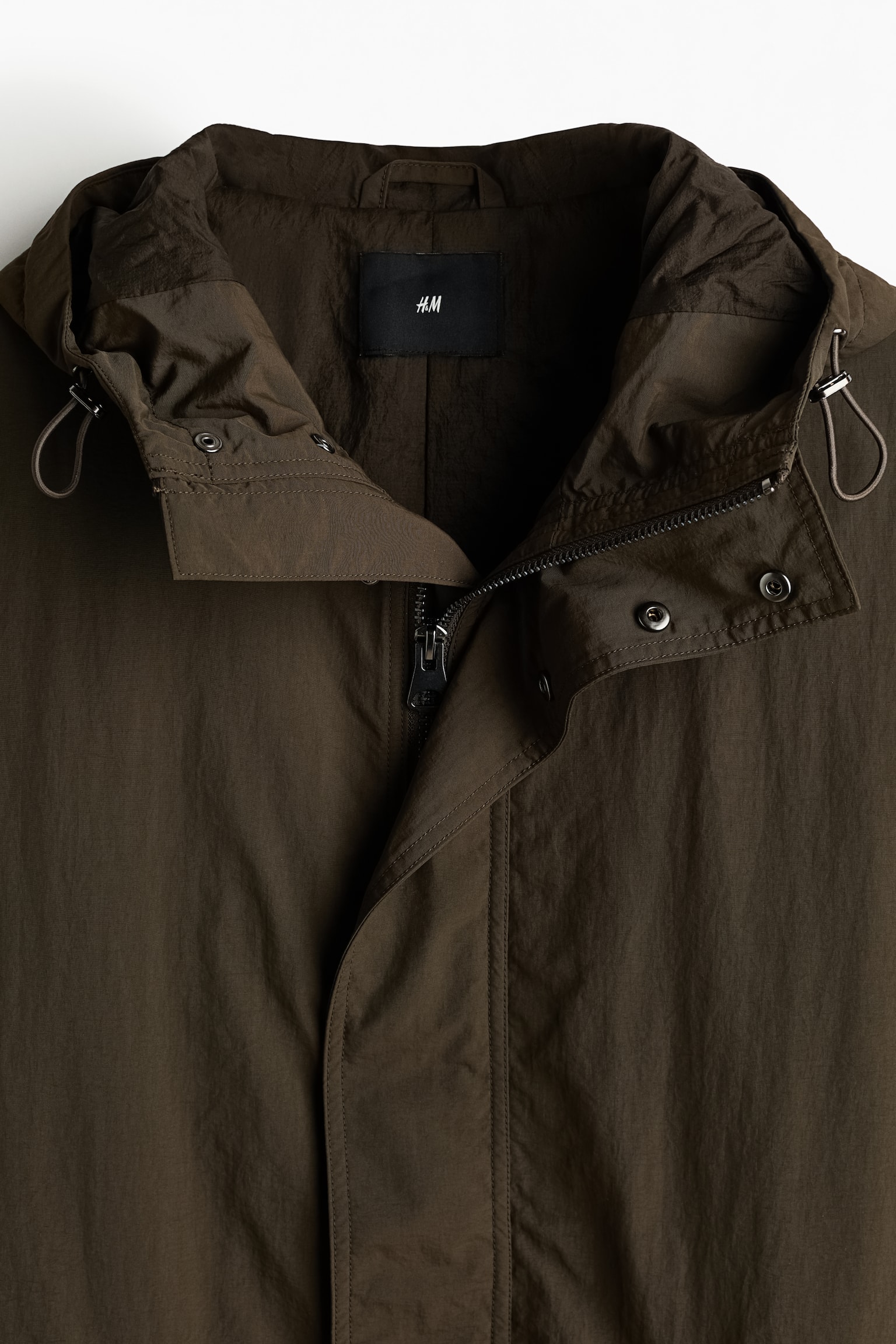 Áo khoác parka vải nylon có mũ - Màu xanh kaki đậm/Màu đen - 5