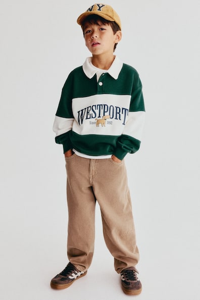 Print-motif rugby shirt