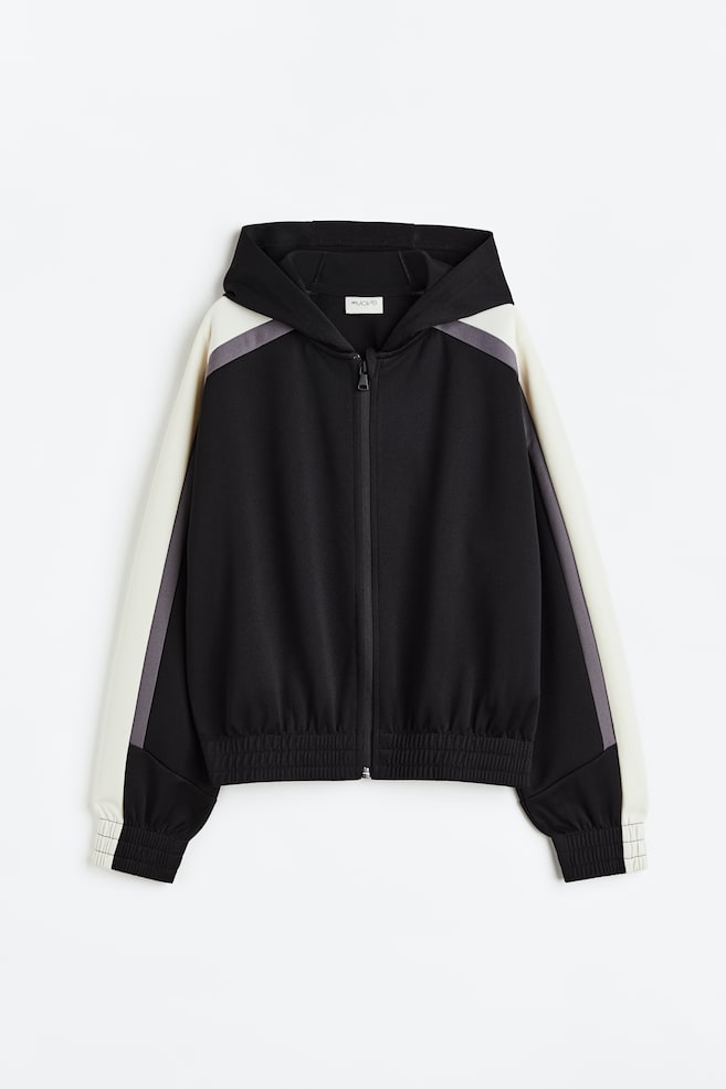 DryMove™ Zip-through sports hoodie - Black/Cream - 2