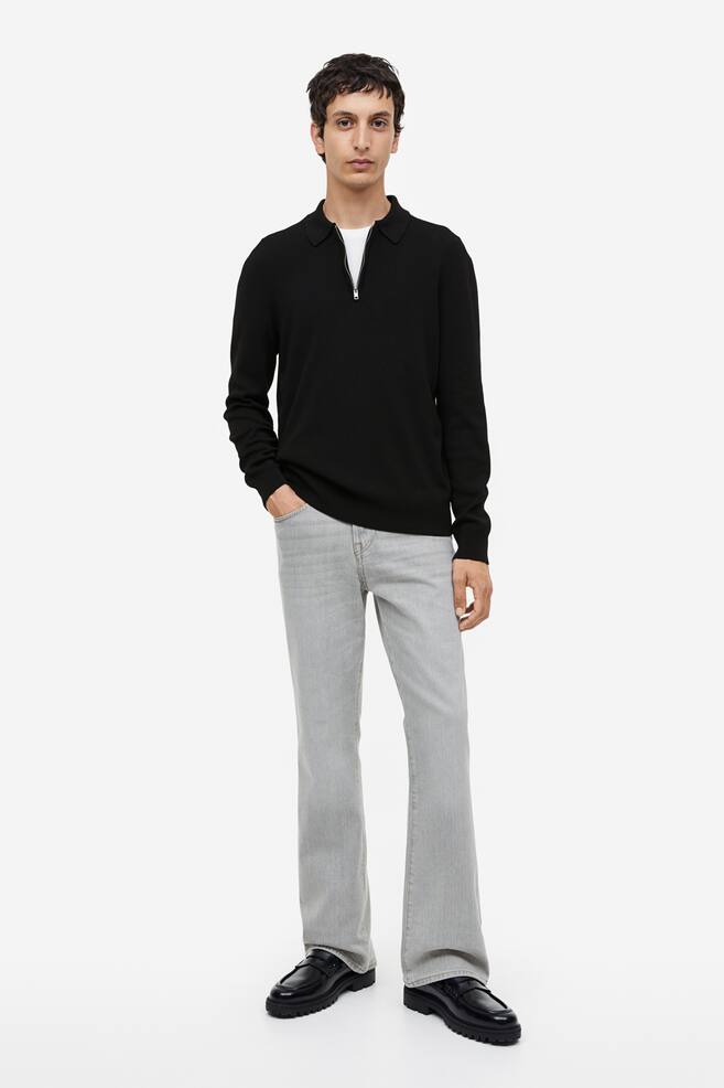Slim Fit Zip-top polo shirt - Black/Light brown - 6