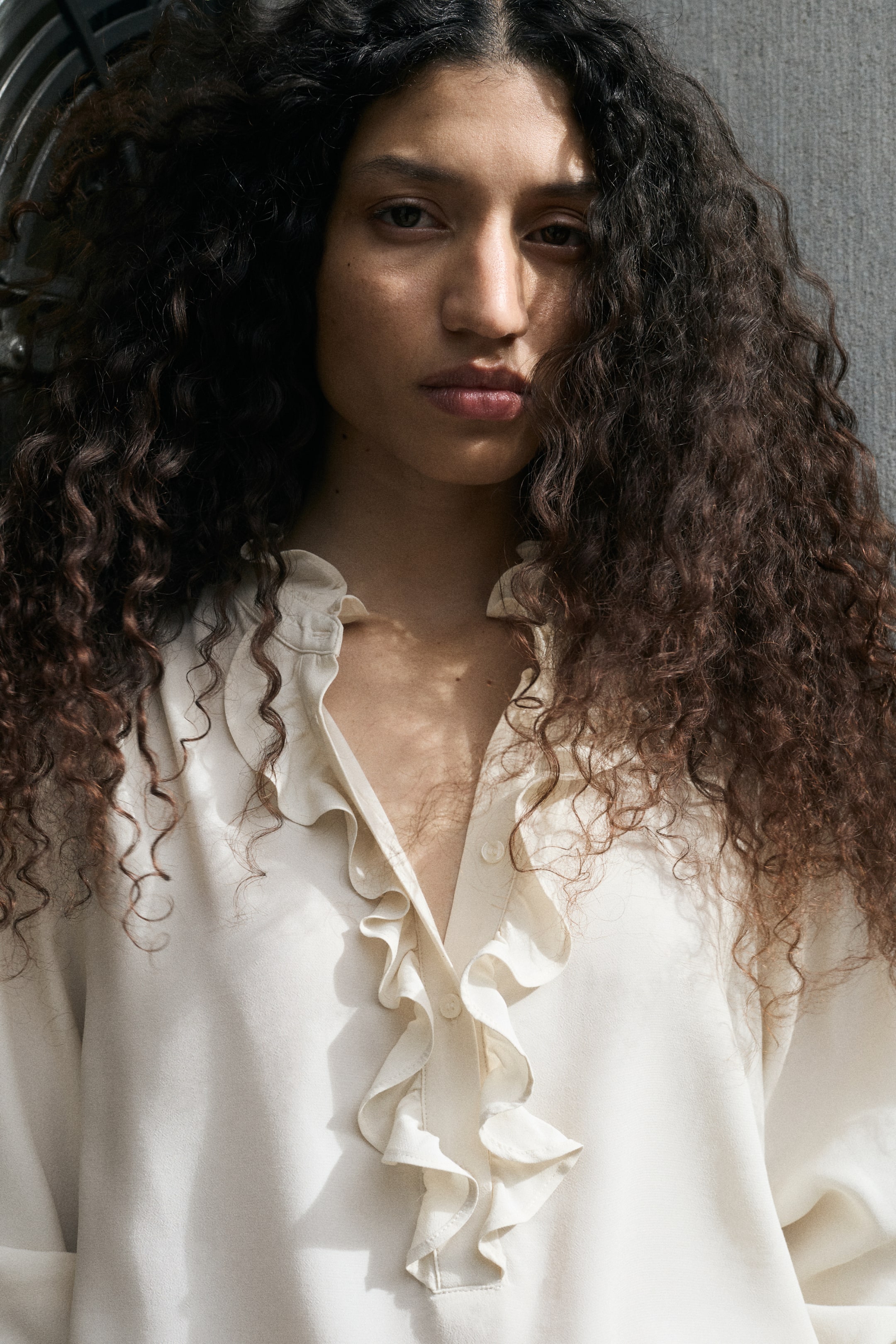Ruffled Crêpe Blouse