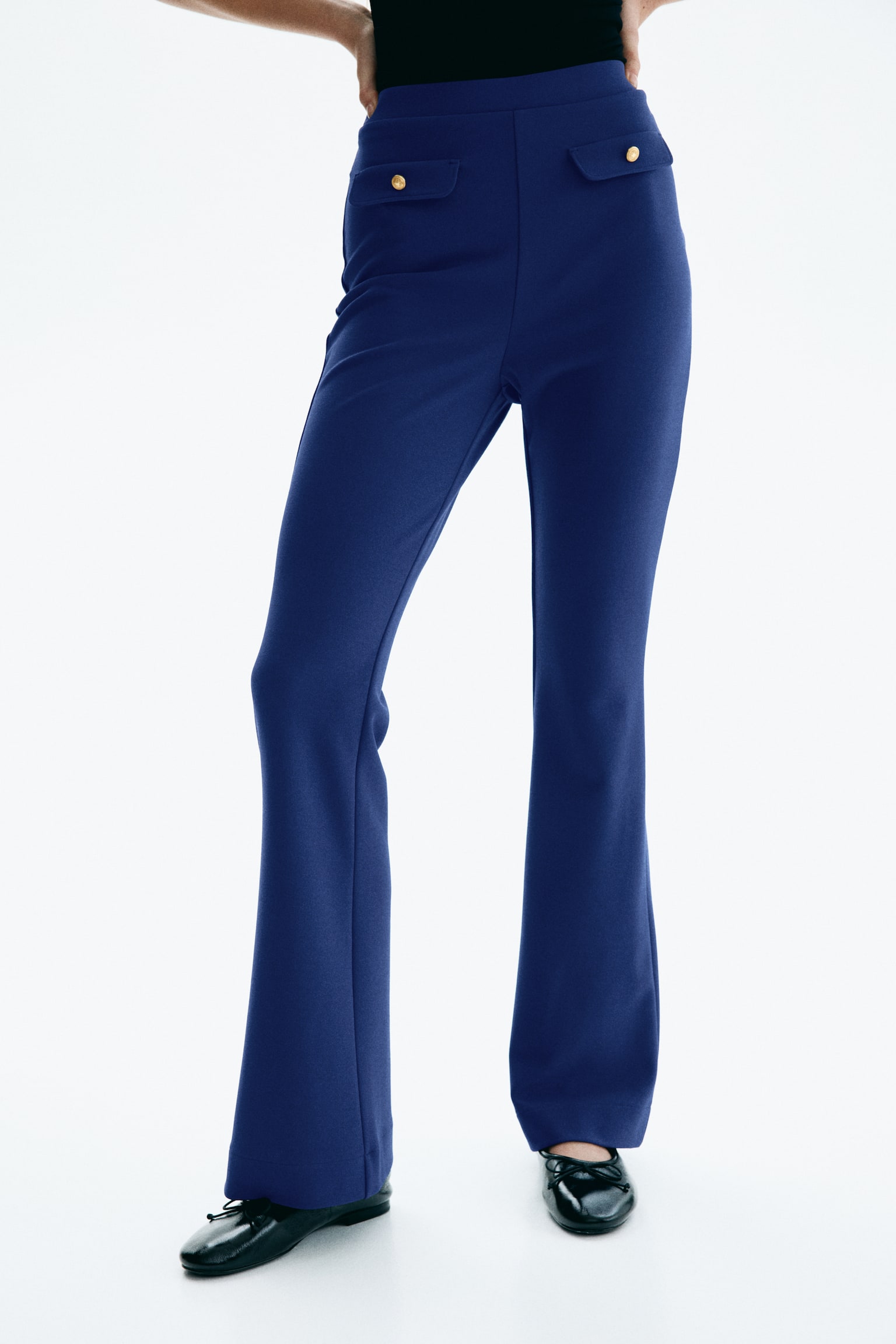 Flared Ponte di Roma trousers - Dark blue/Black/Dark beige - 3