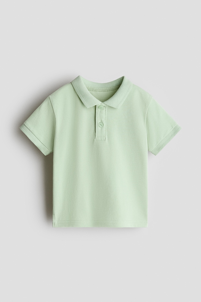 Cotton Piqué Polo Shirt - Light green/Dark gray/Beige/Navy blue/White - 1