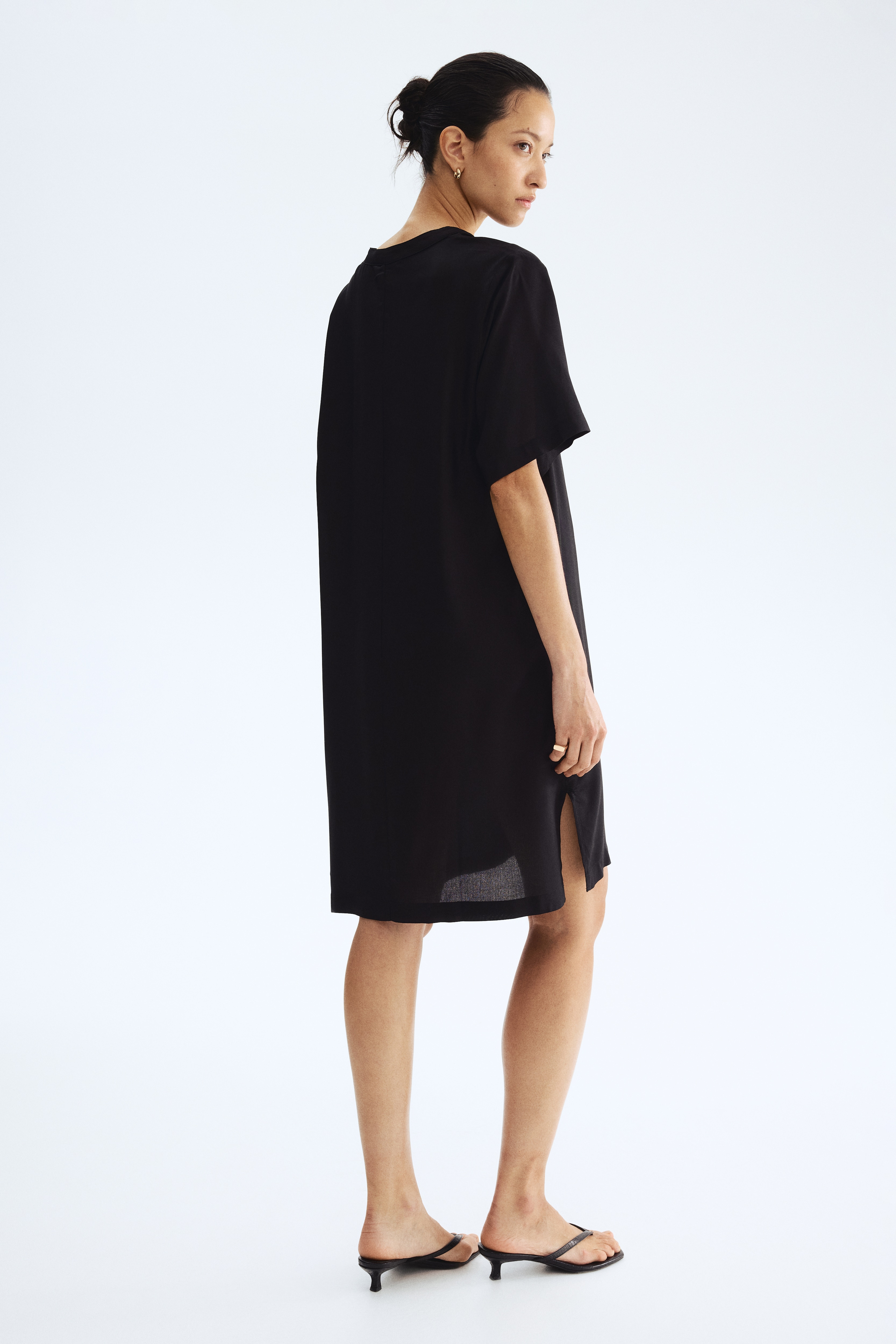 h&m black tunic dress Gothic Black Pretty Sequin Dress with One-Shoulder Embellishment