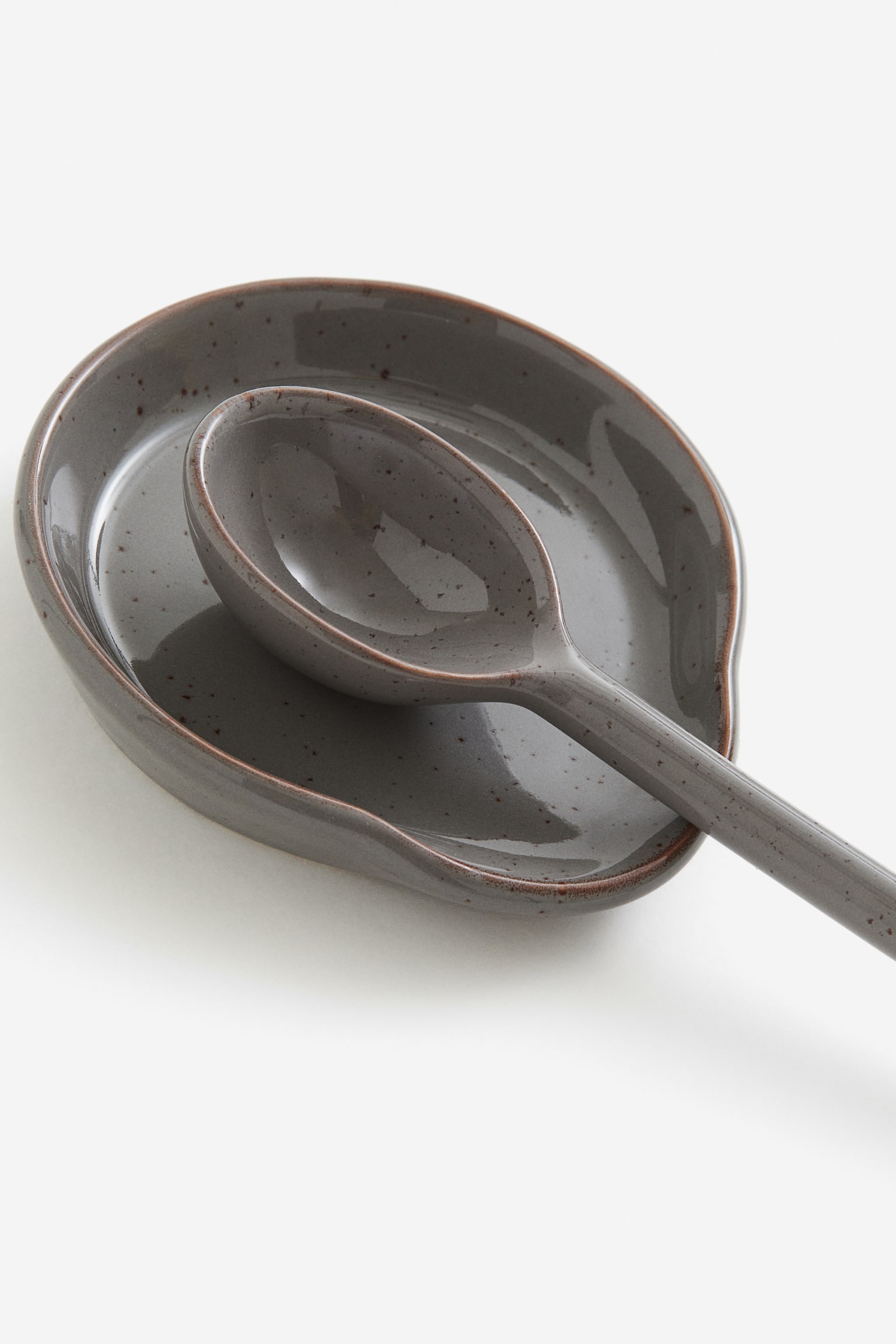 Stoneware serving spoon - Grey - 3