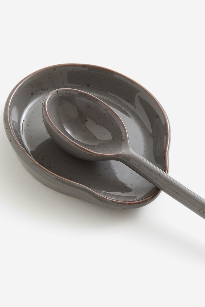 Stoneware spoon rest - Grey - 3
