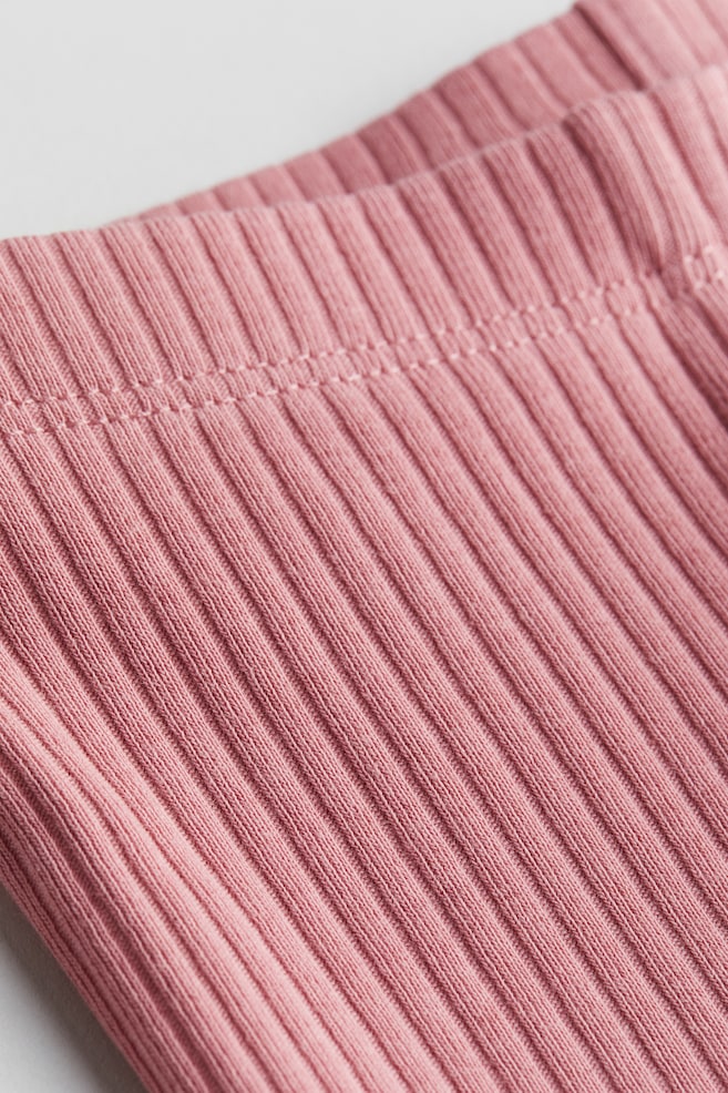 Ribbed cotton leggings - Pink/Dark grey/Mole/Light khaki green - 2