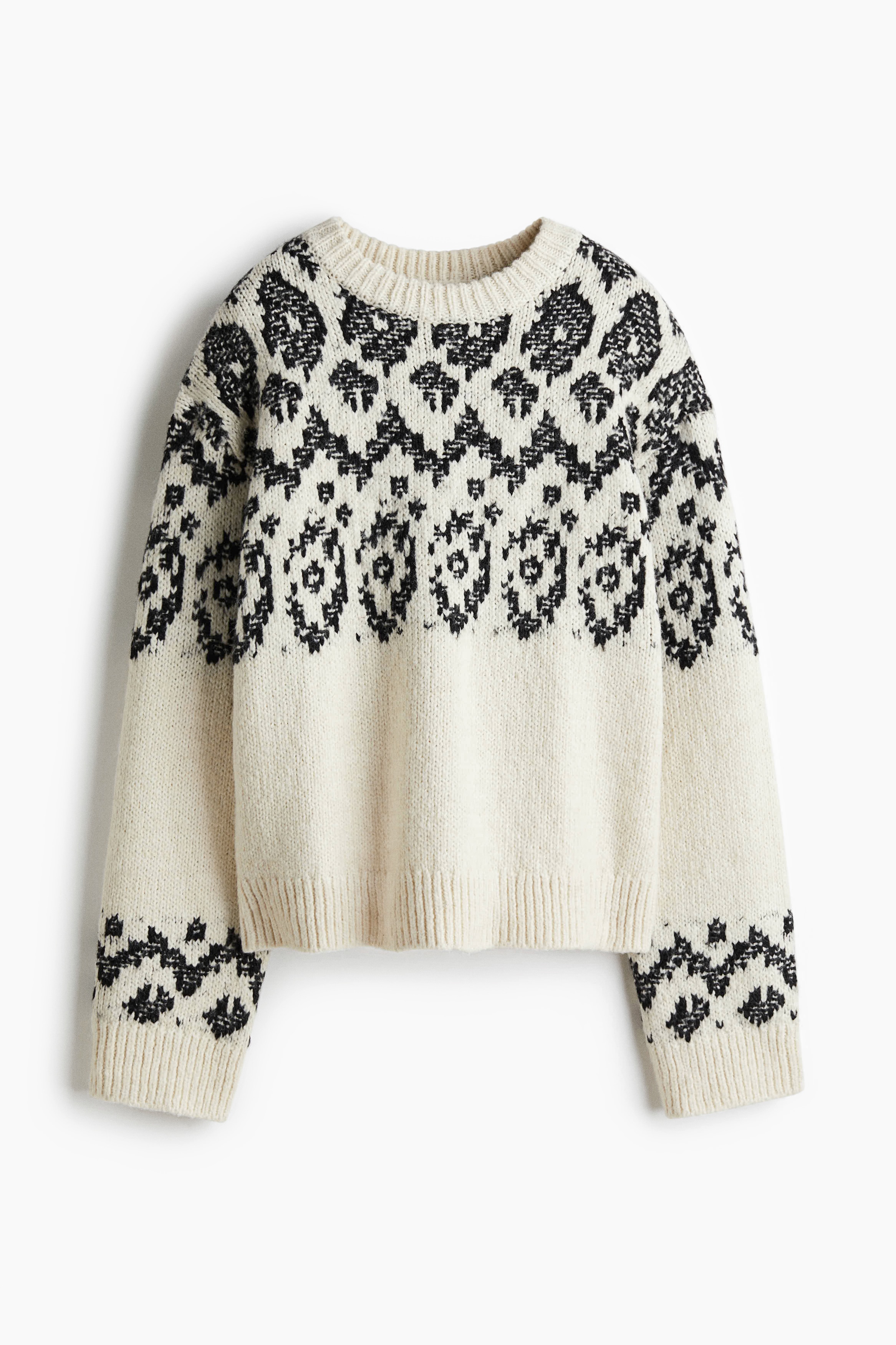 Jacquard-knit jumper - White/Patterned