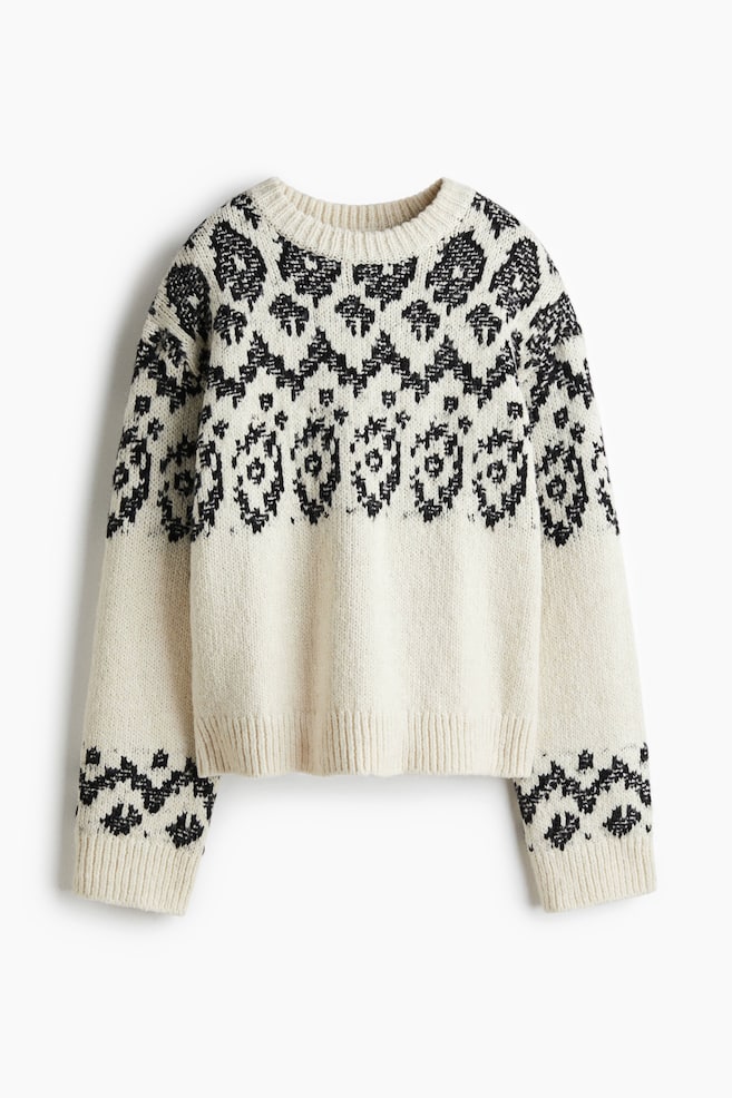 Pullover in maglia jacquard - Bianco/fantasia - 1