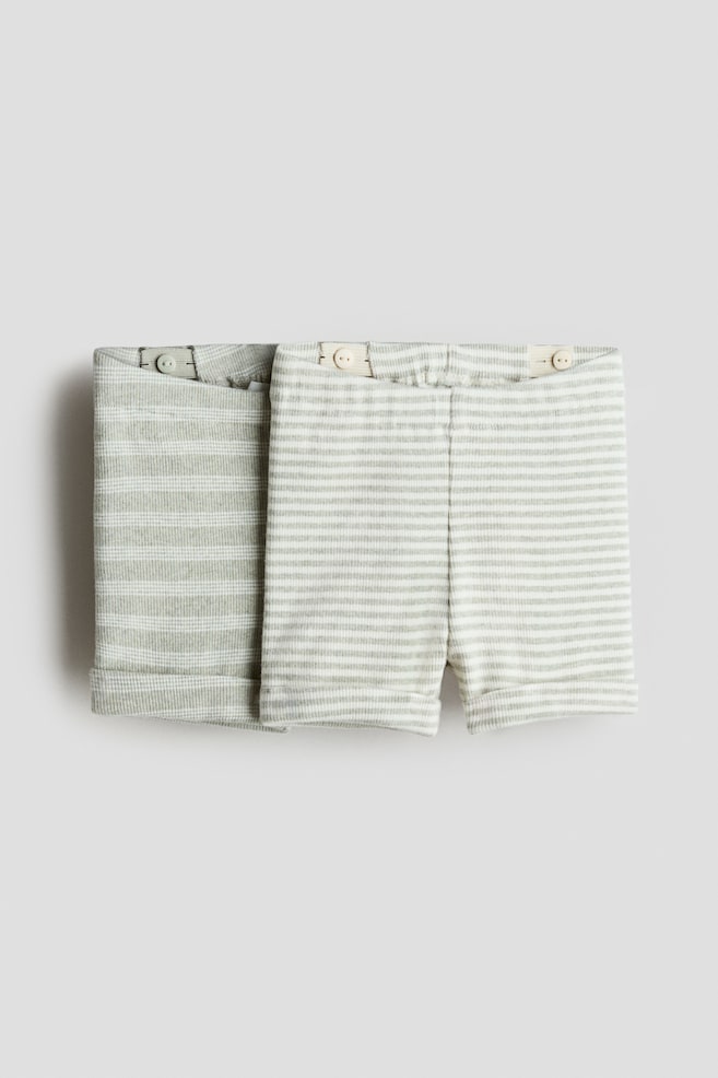 2-pack Cotton Jersey Shorts - Light dusty green/striped/Light blue/striped/Khaki green/Navy blue/boats/Light blue/whales - 1