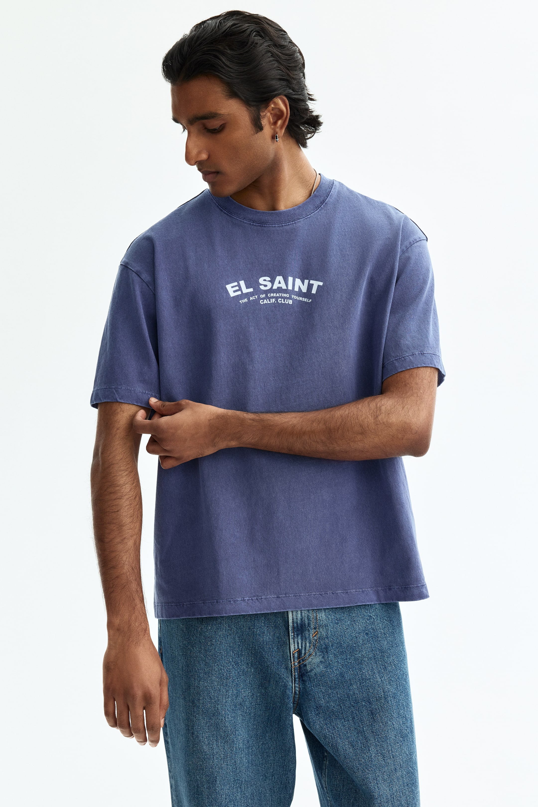 View larger image: Relaxed Fit Printed T-shirt - Blue/El Saint - Men | H&M IN 1