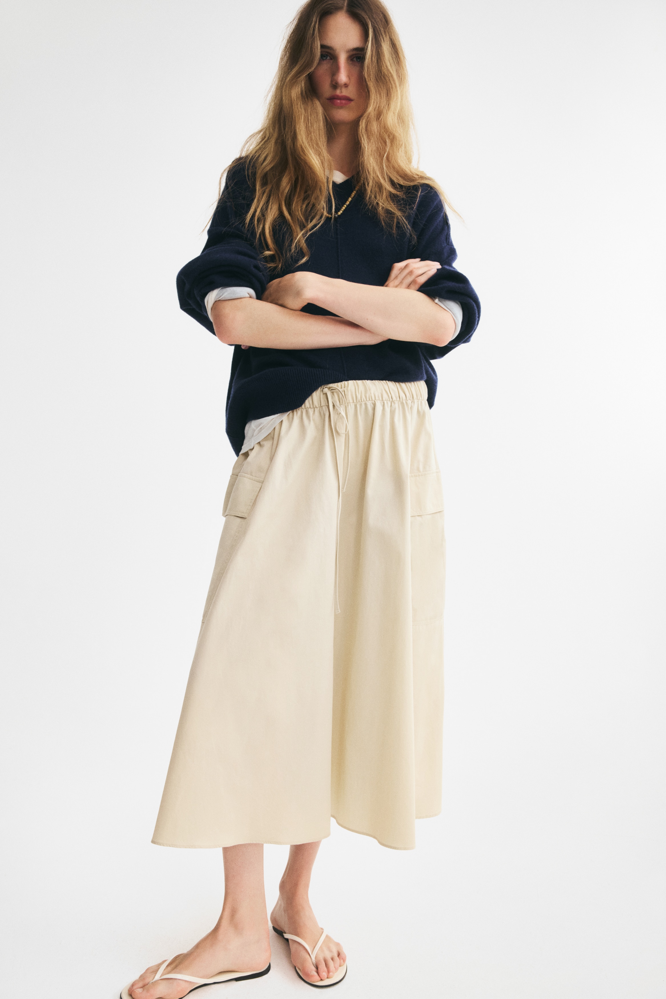 Jupe évasée en twill de cotonModèle