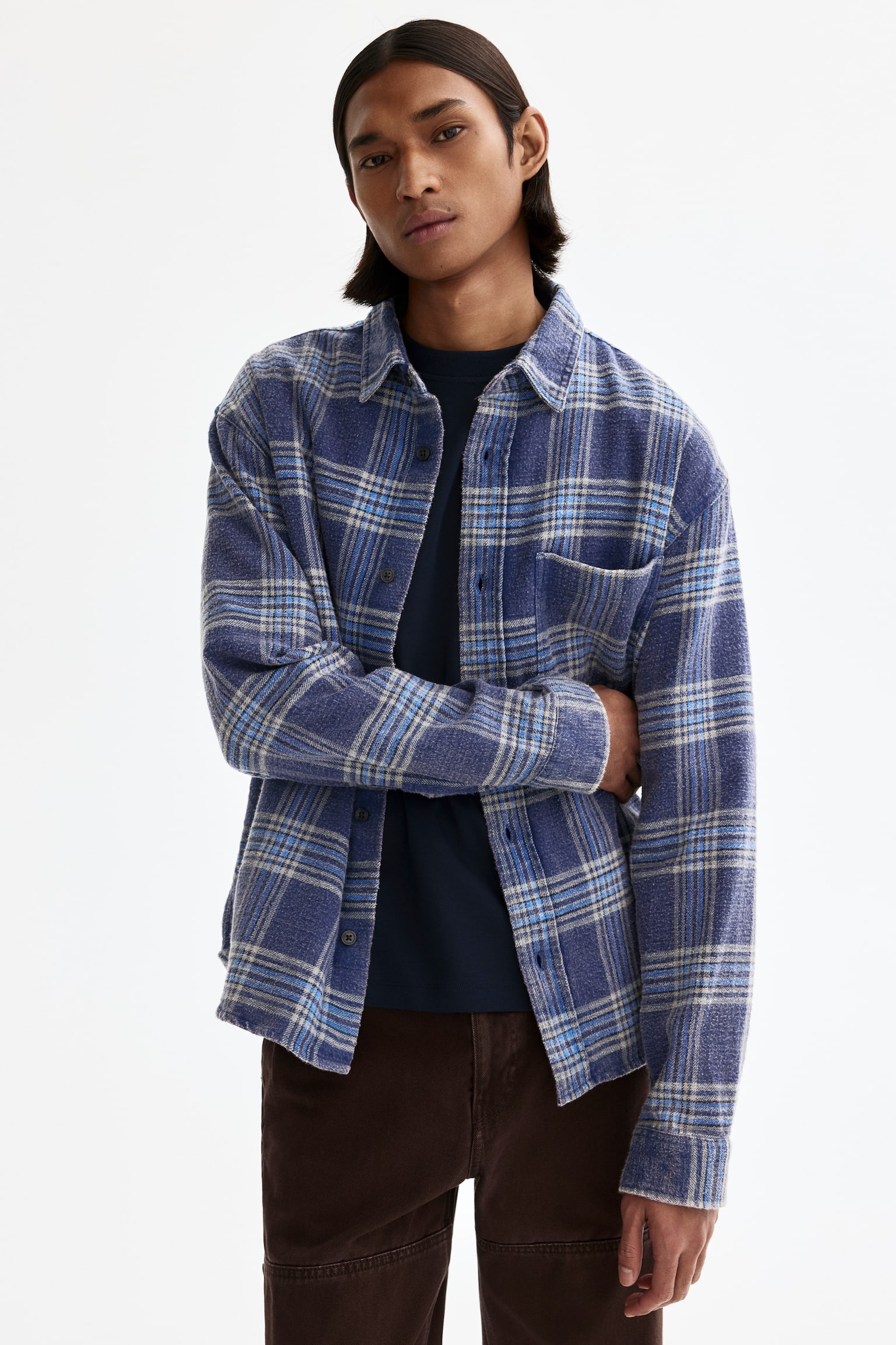 Relaxed Fit Cotton shirt - Blue/Checked/Red/Checked - 3