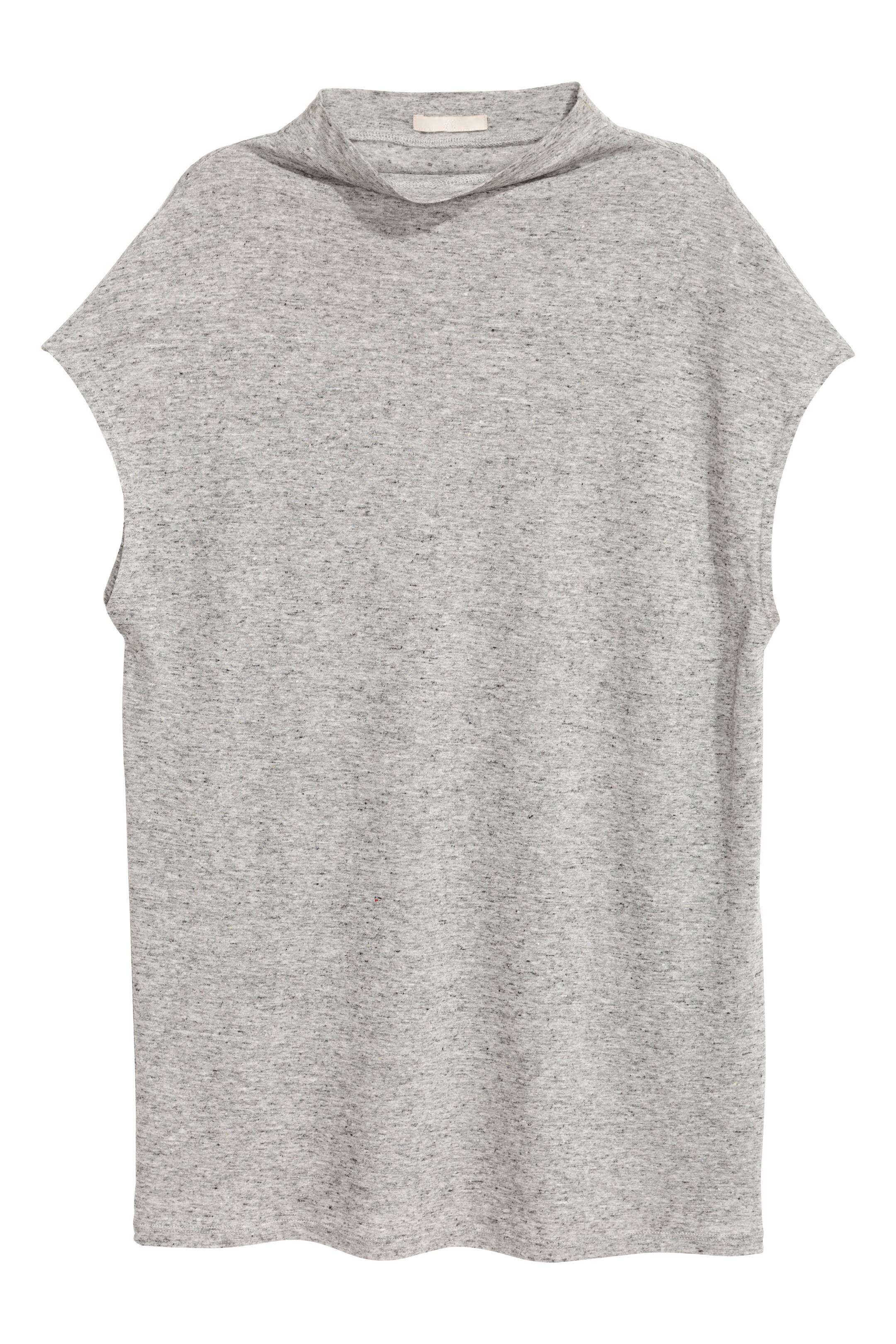 View larger image: Top with cap sleeves - Light grey marl - Ladies | H&M GB 1