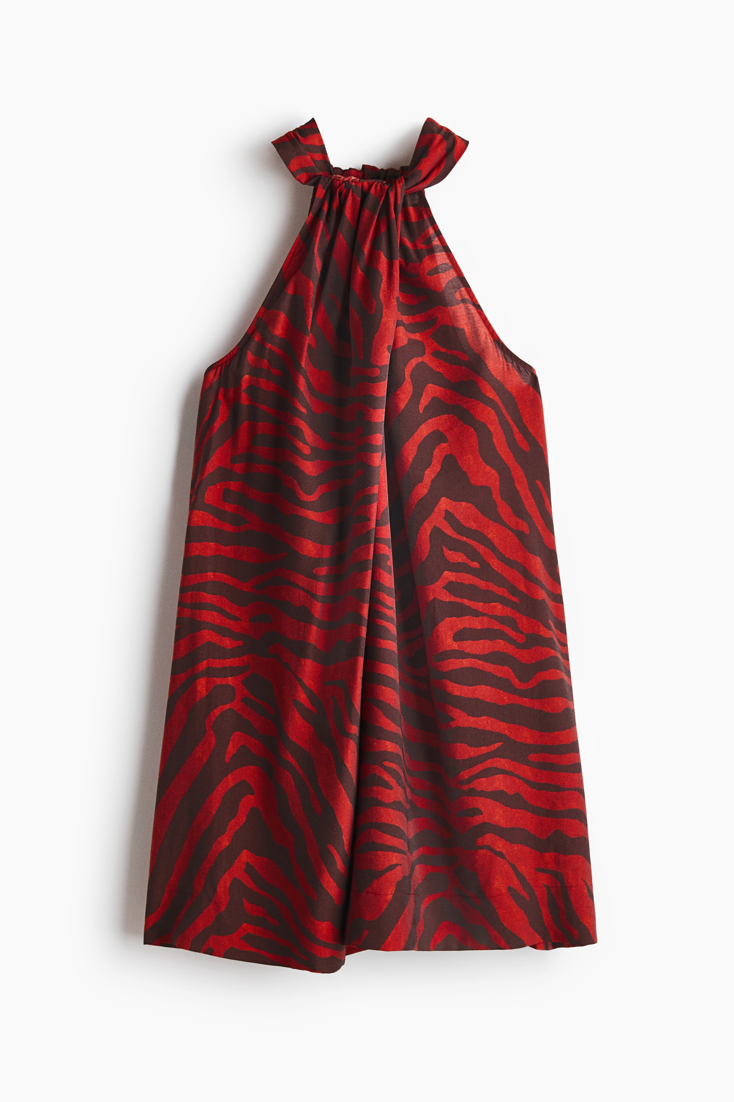Tie-neck dress - Red/Zebra print/White/Floral