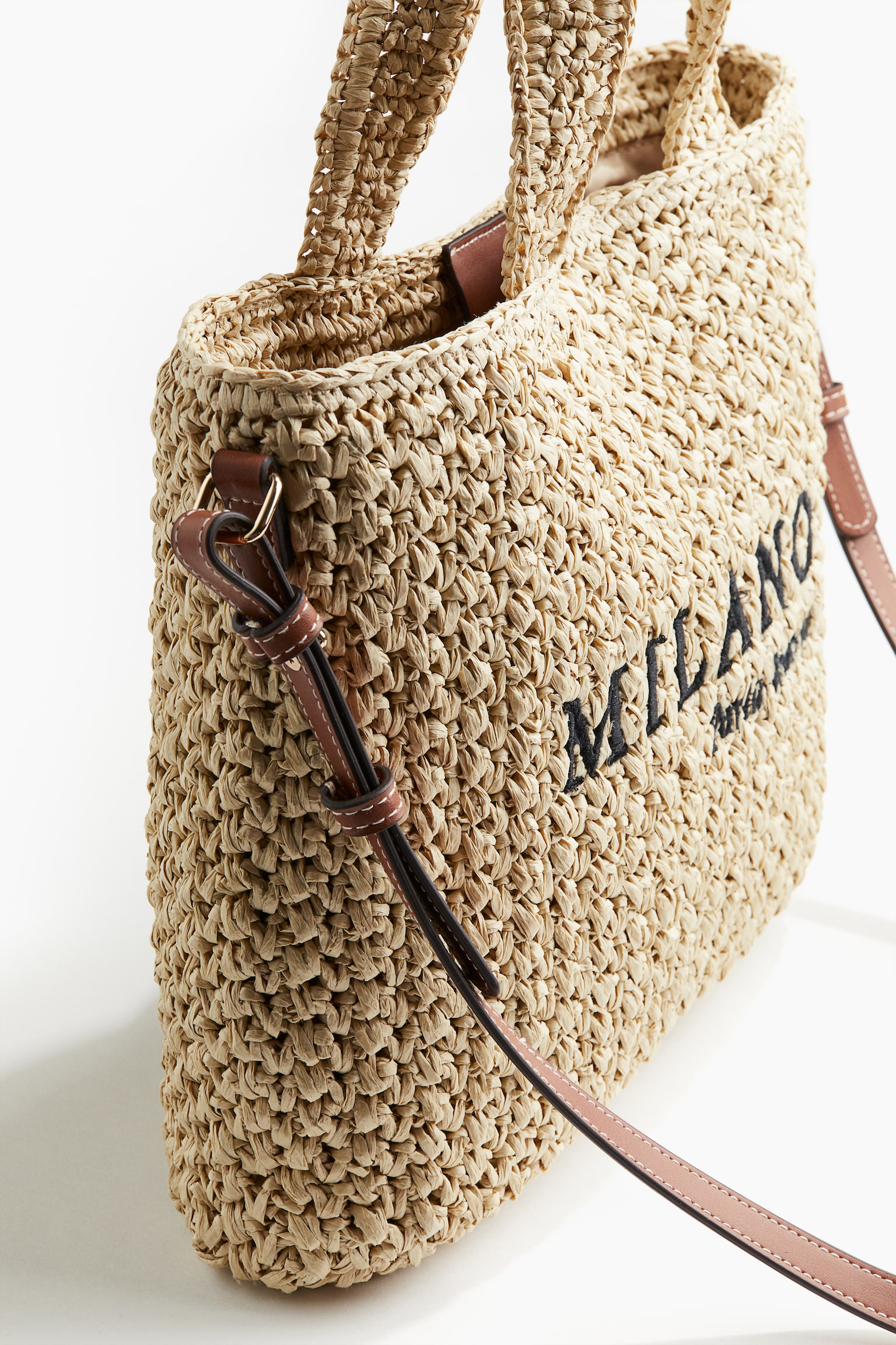 Straw crossbody bag - Beige - 5