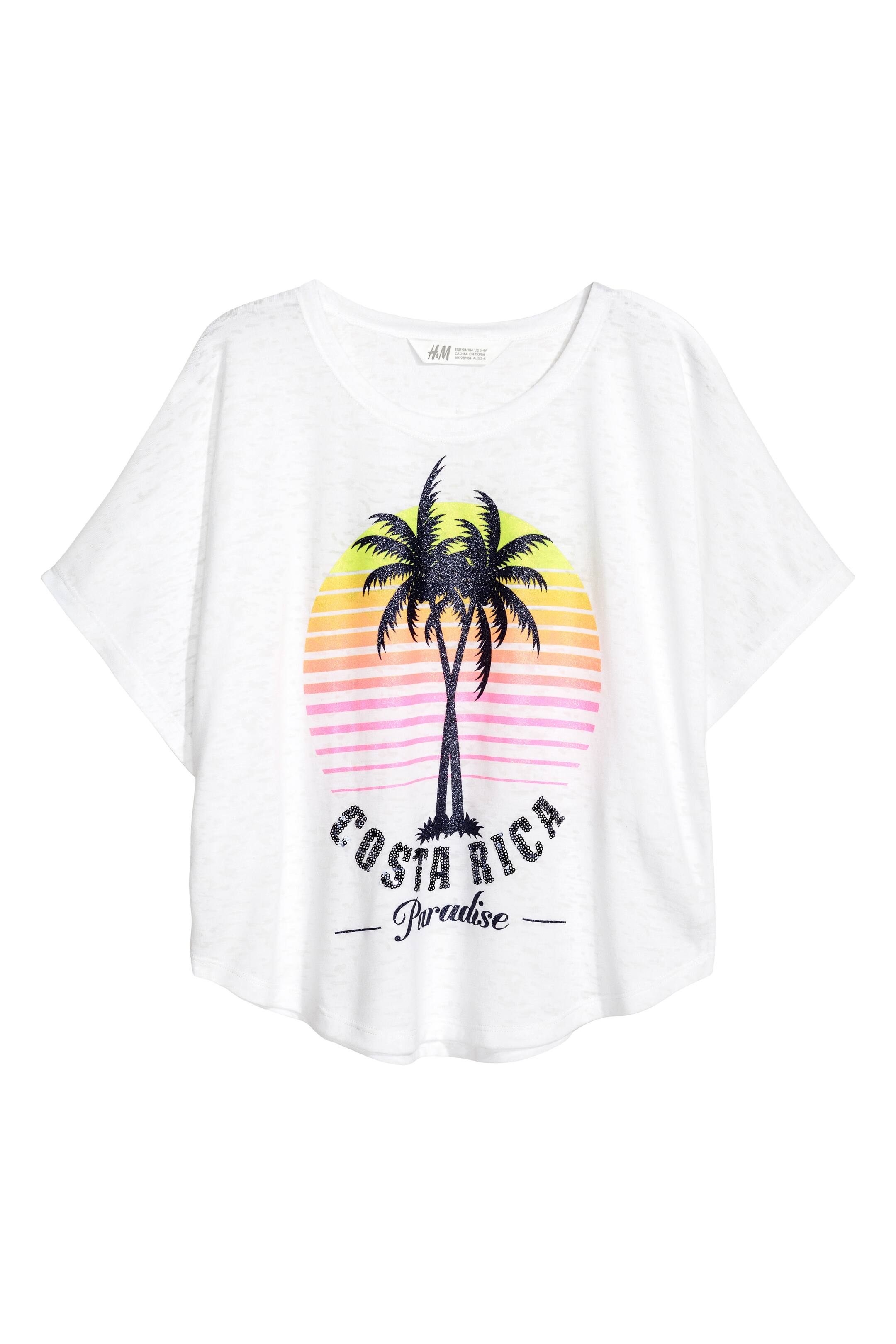 Näytä suurempi kuva: Pyöreämallinen pusero - Valkoinen/Palmut - Kids | H&M FI 1