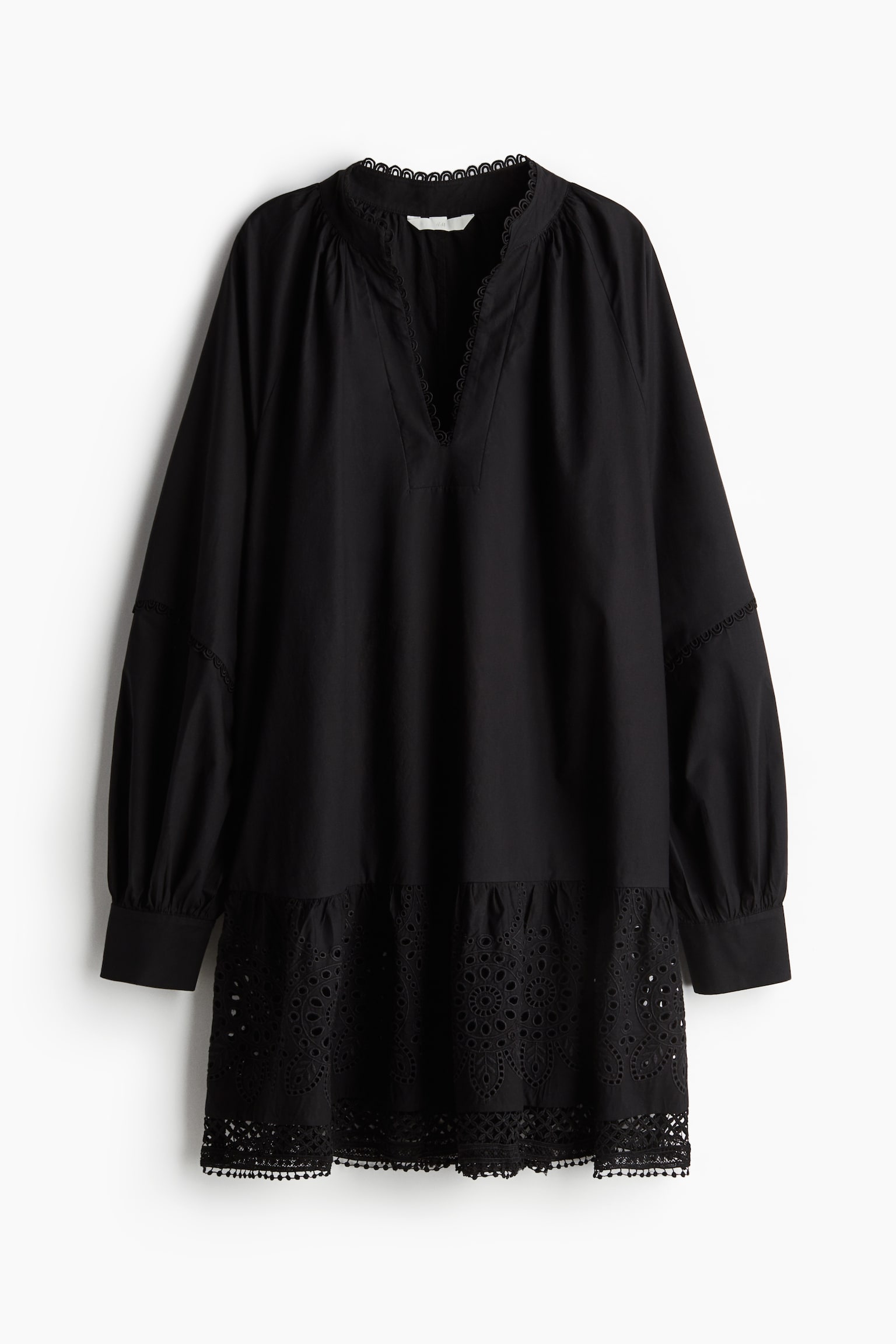 Robe avec broderie anglaise - Noir - 2