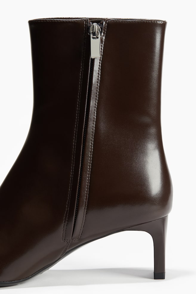 Bottines à talon-Marron foncé - 3