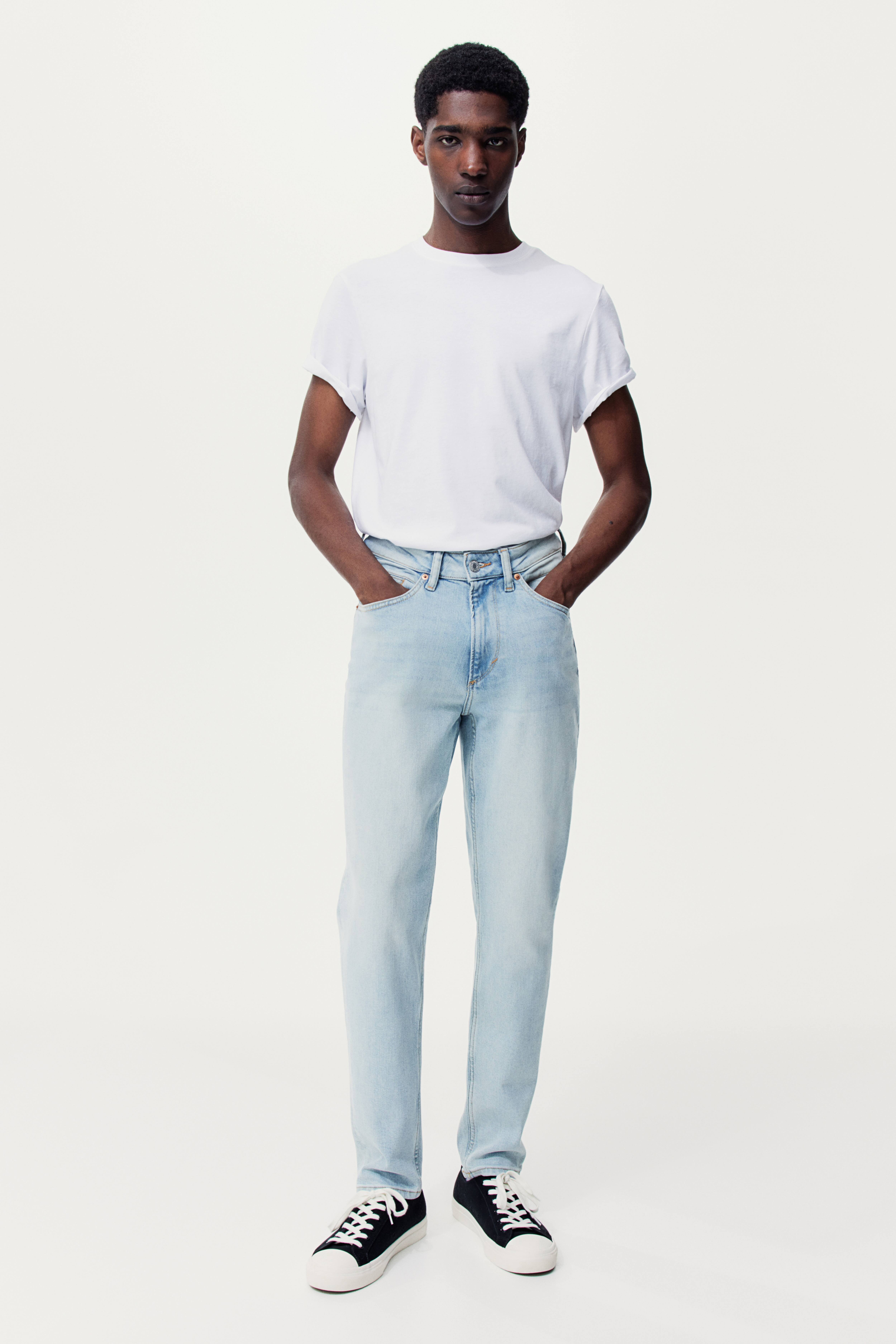 Athletic Tapered Regular Jeans - Light denim blue - Men | H&M US