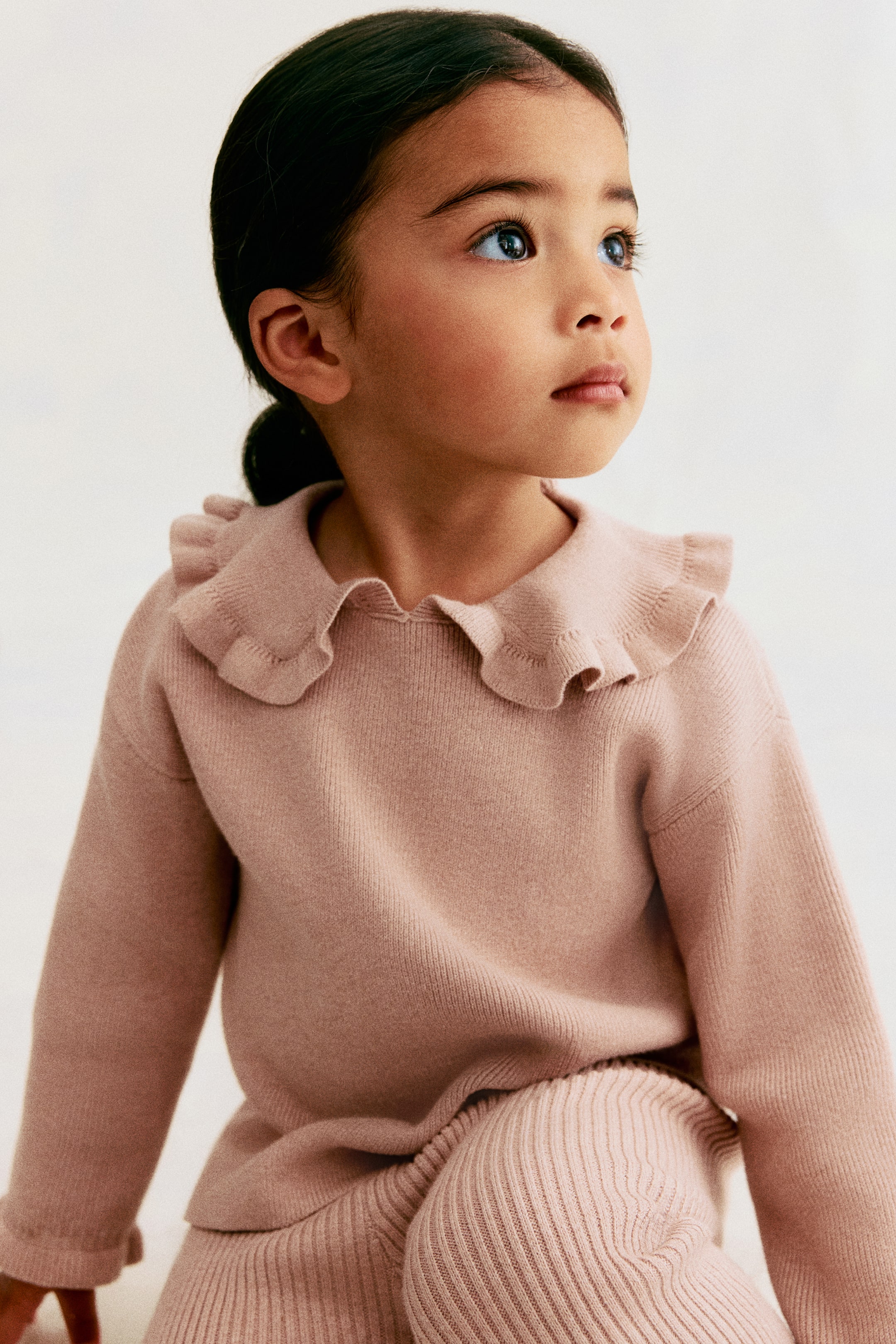 View larger image: 2-piece rib-knit cotton set - Light dusty pink - Kids | H&M 1