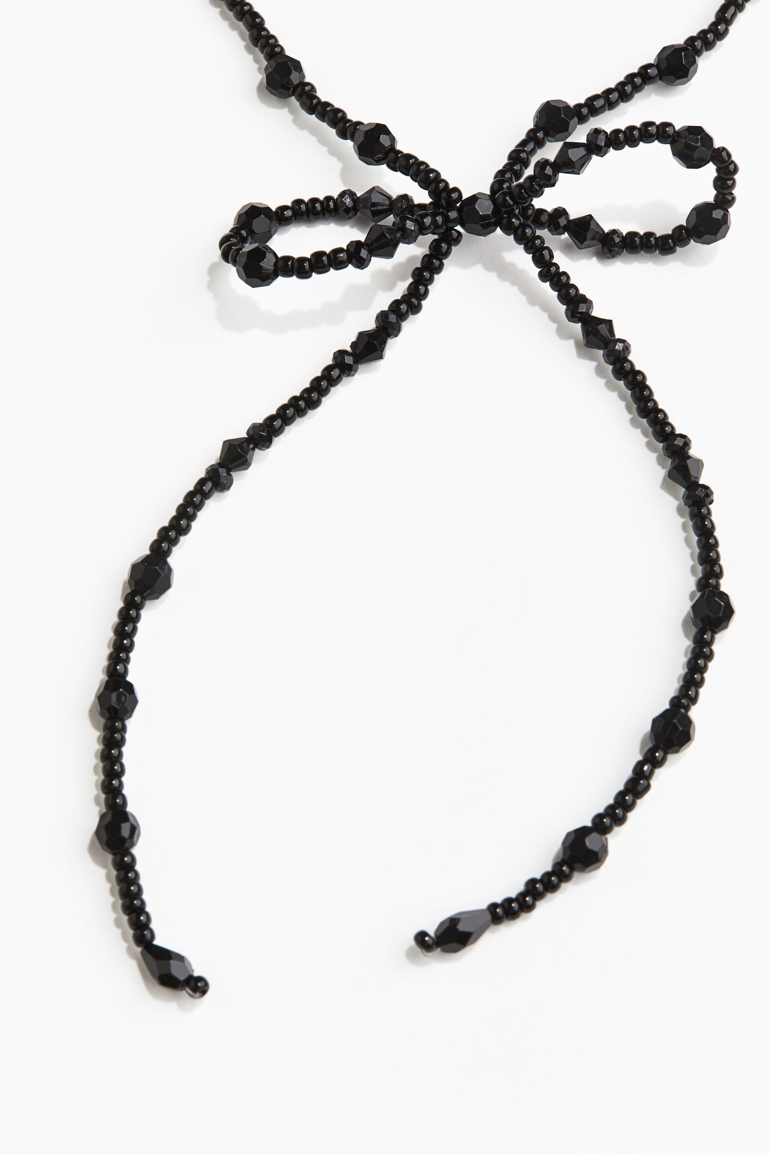 Bow-decorated necklace - Black - 3