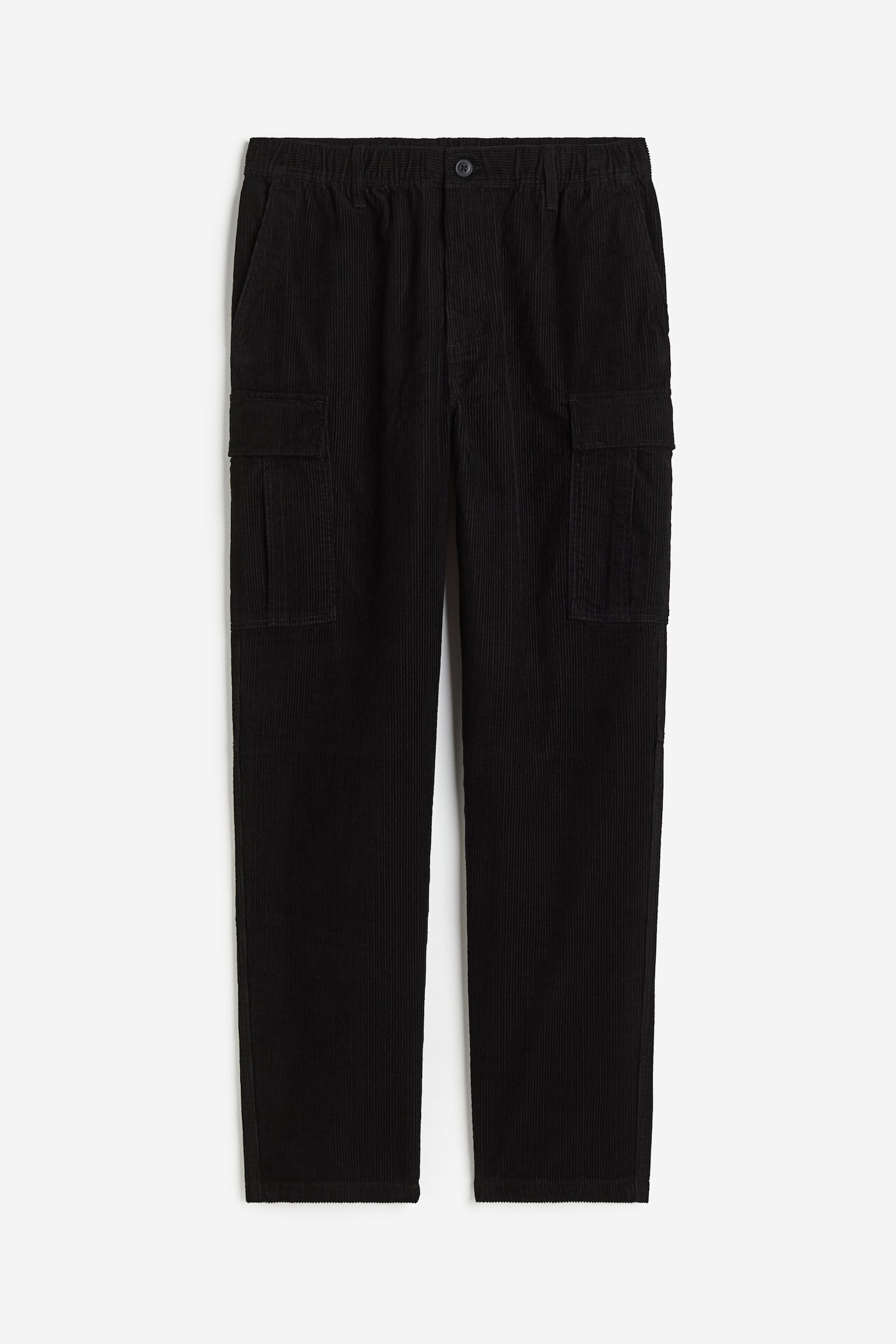 Regular Fit Corduroy cargo trousers - Black - 1