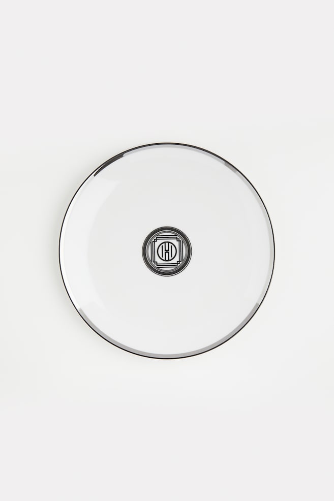 Porcelain mid plate - White/Silver-coloured/Black - 1