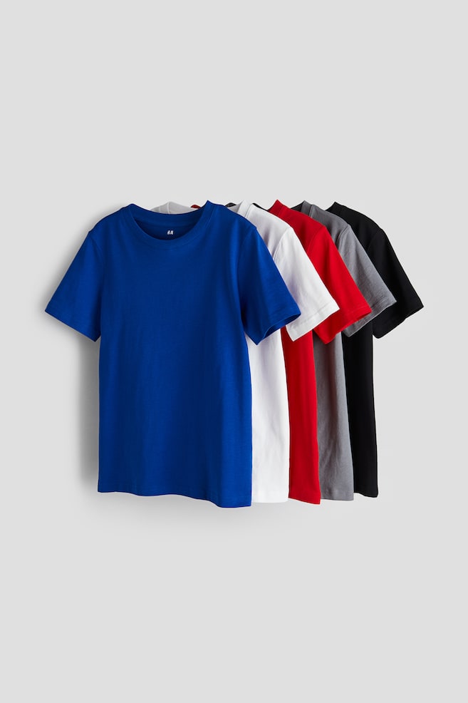 5-pack T-shirts - Bright blue/Black/Black/Patterned/White/Black/White/Grey marl/dc - 1