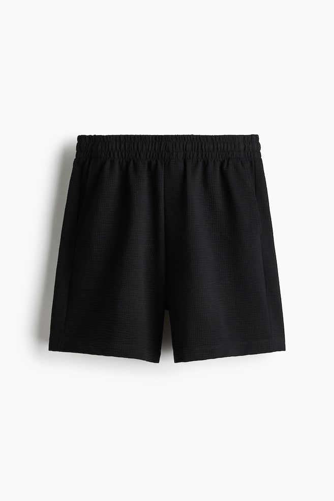 Relaxed-Fit Waffled Shorts - Black/Khaki green - 1