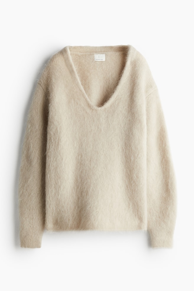 Mohair-blend jumper - Light beige/Black - 1