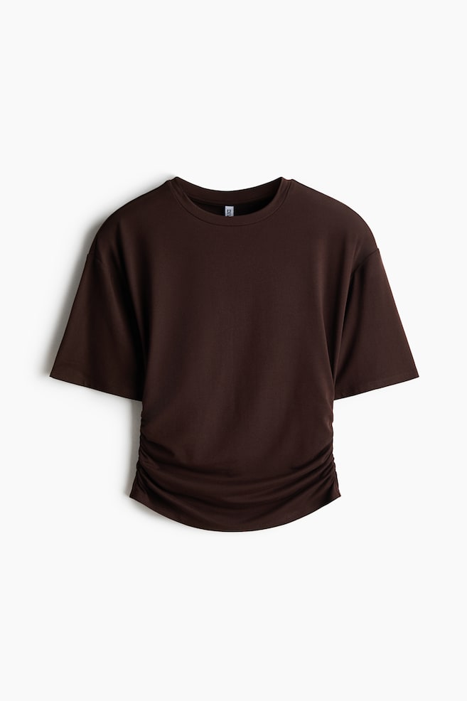 Ruched T-shirt - Dark brown/Black/Turquoise/Grey - 1