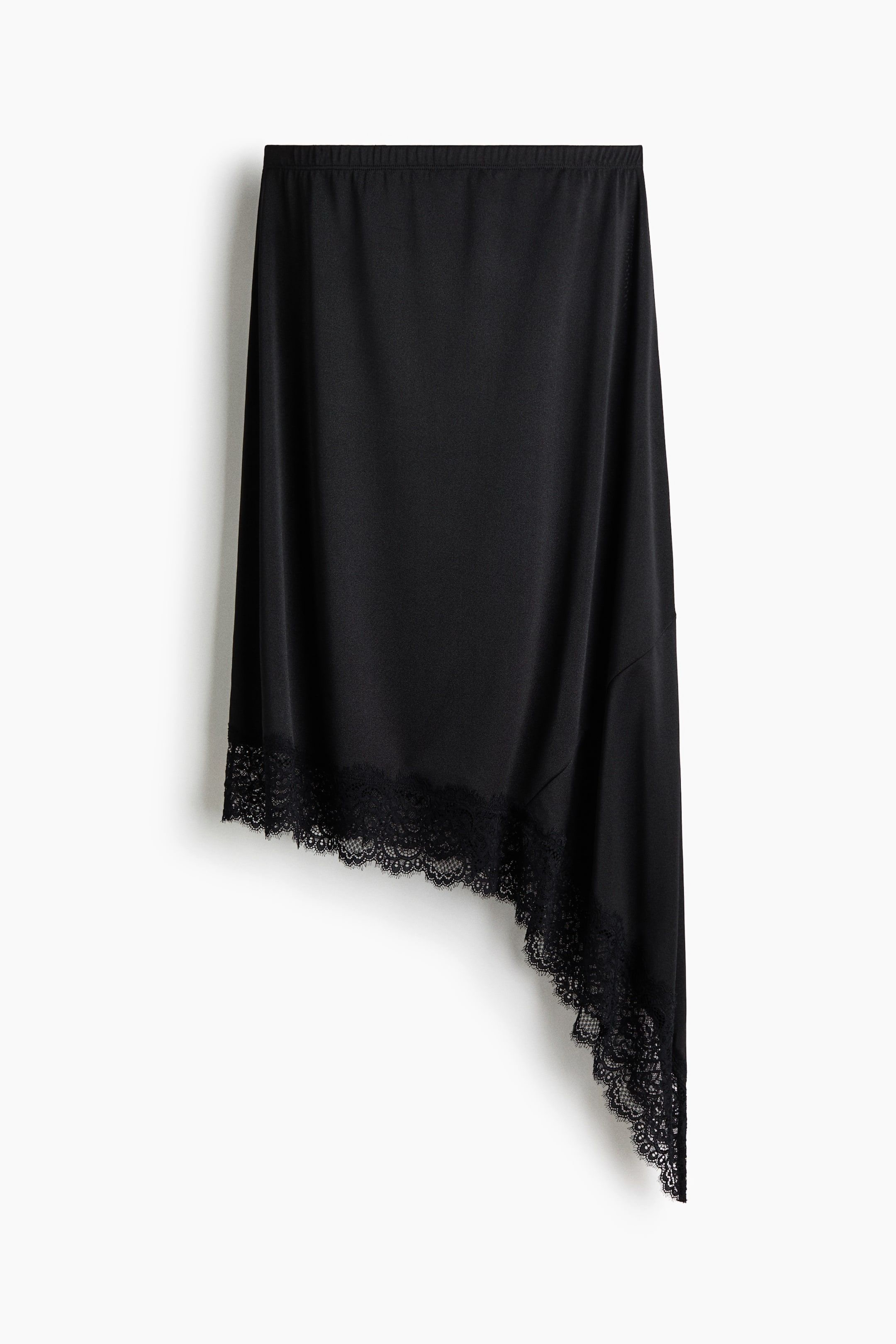 Vezi imaginea mai mare: Asymmetric lace-trimmed skirt - Negru - FEMEI | H&M RO 4